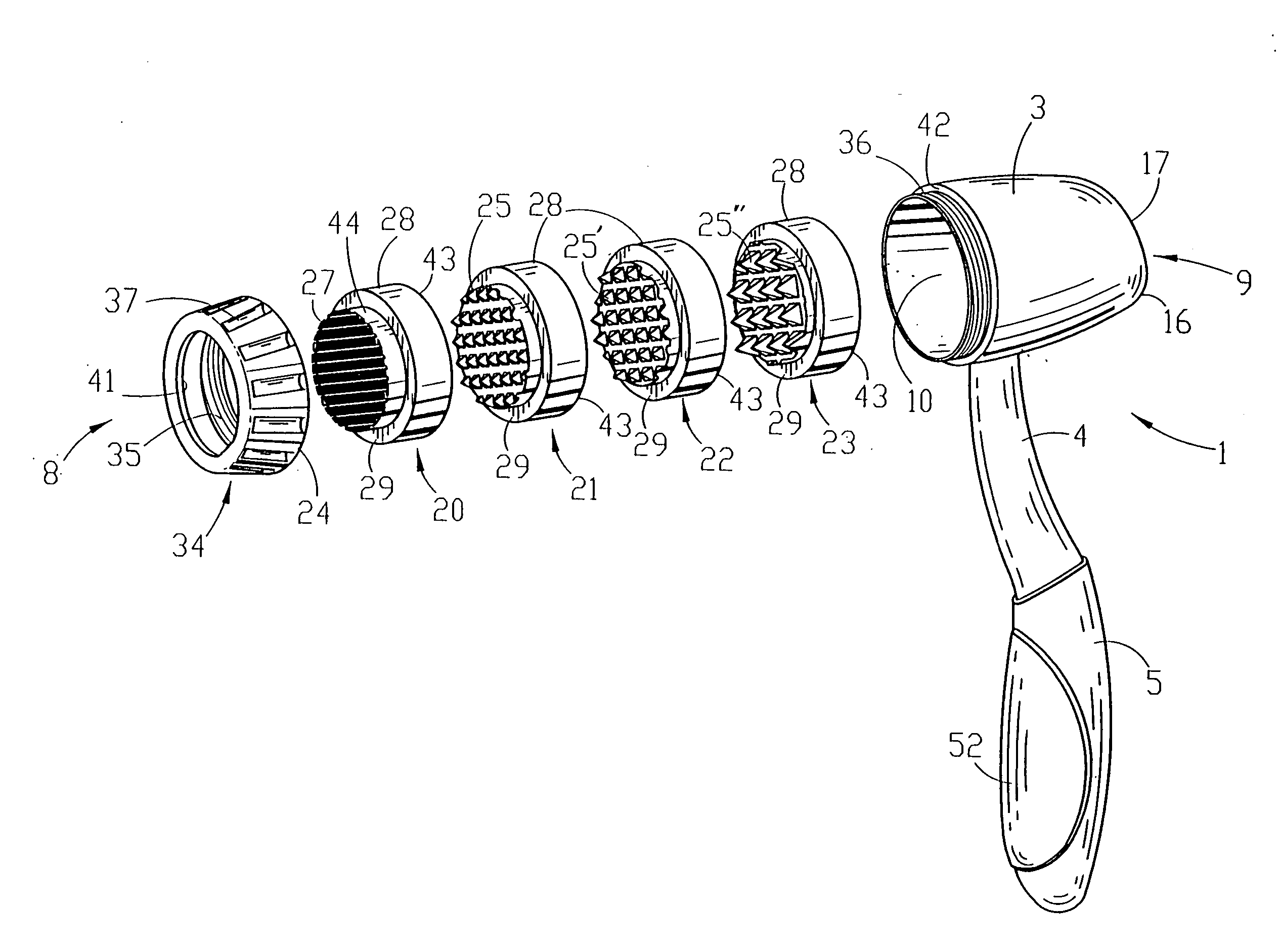 Meat mallet with interchangeable tenderizing surfaces