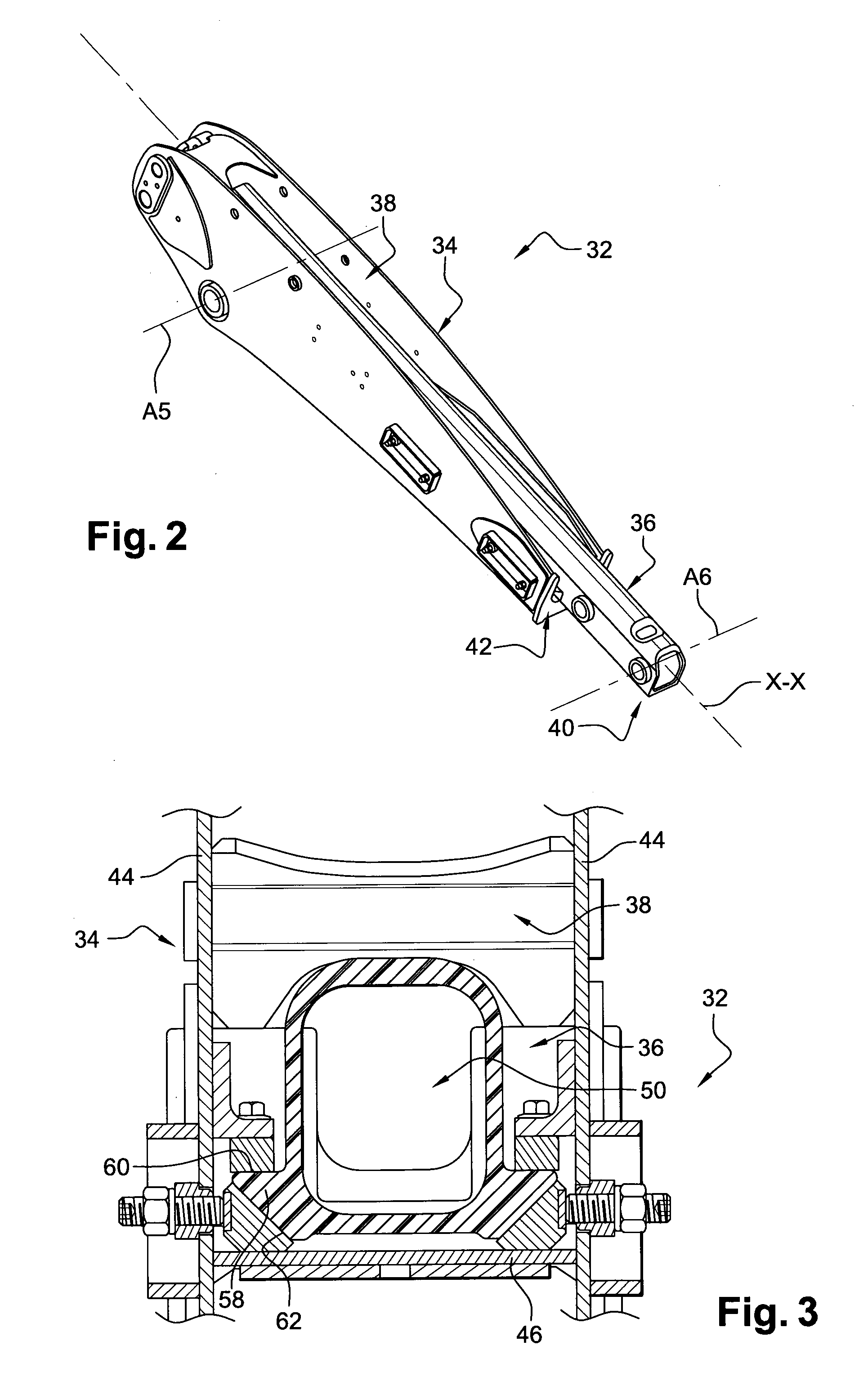 Extendible dipper with extruded portion for a backhoe arm