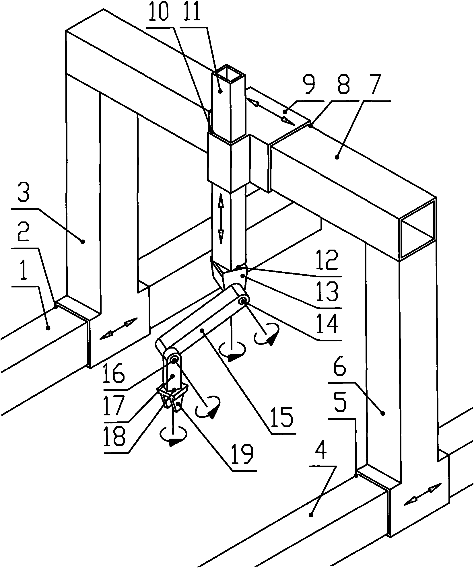 Multifunctional gantry type seven-shaft industrial robot