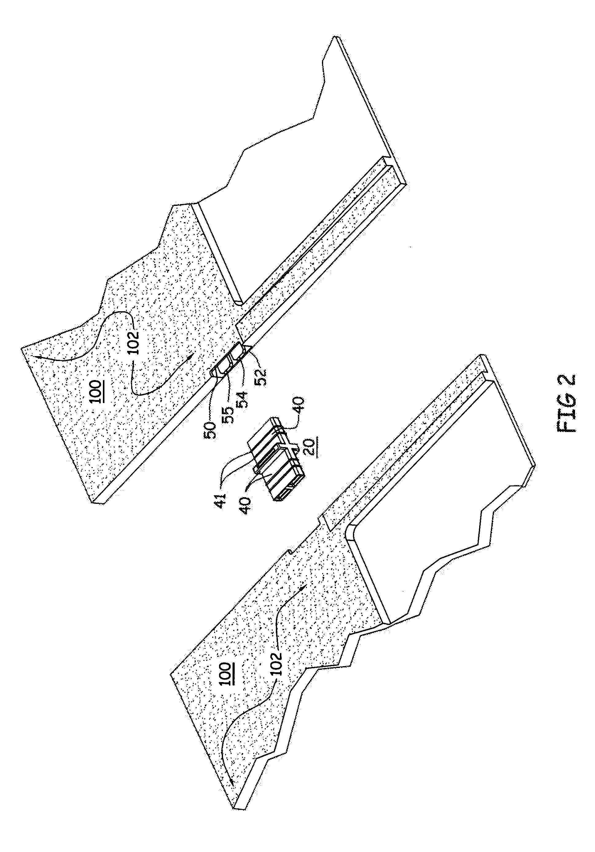 Connector device for building integrated photovoltaic device
