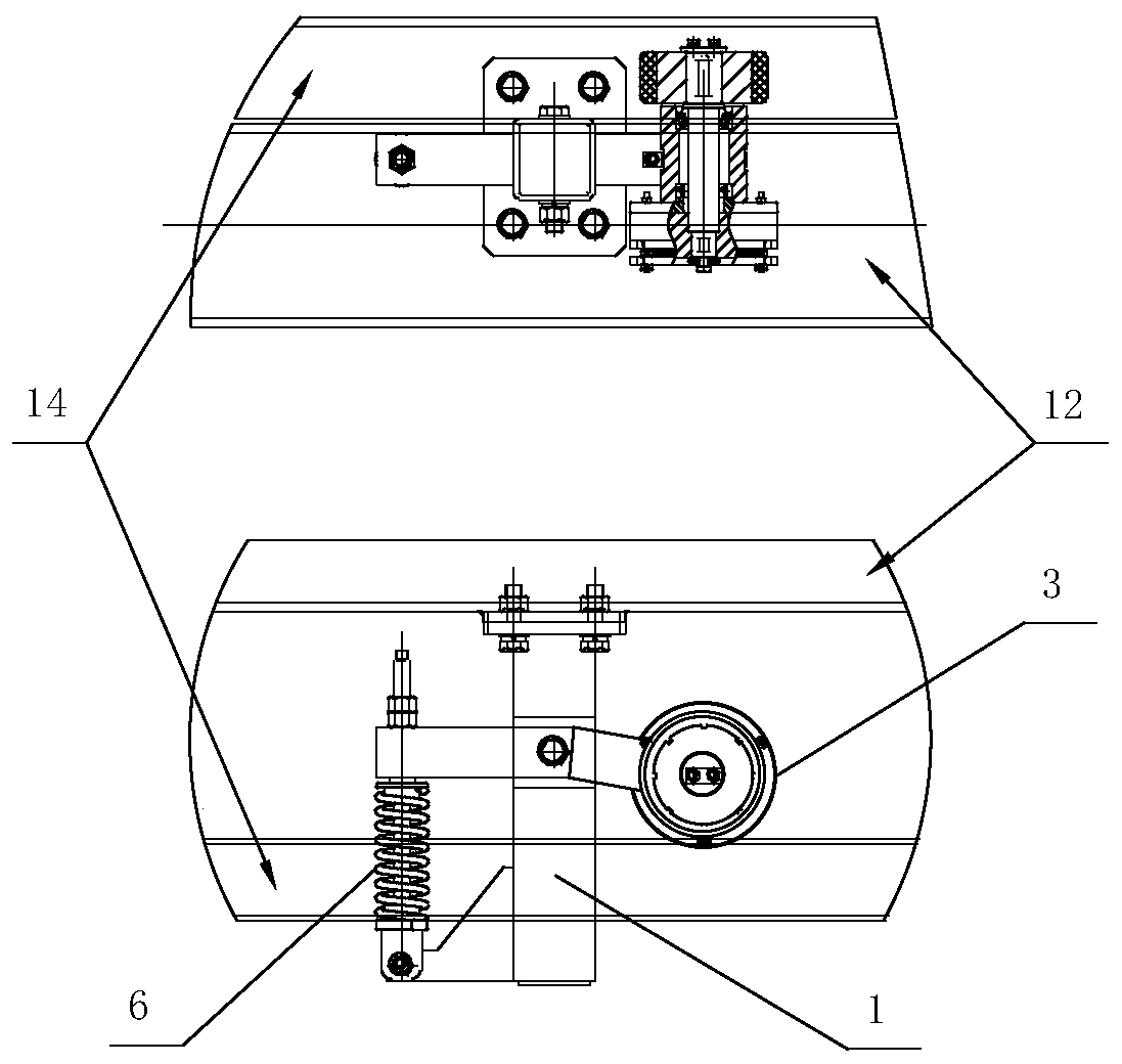 Laneway stacker top end braking device and method thereof