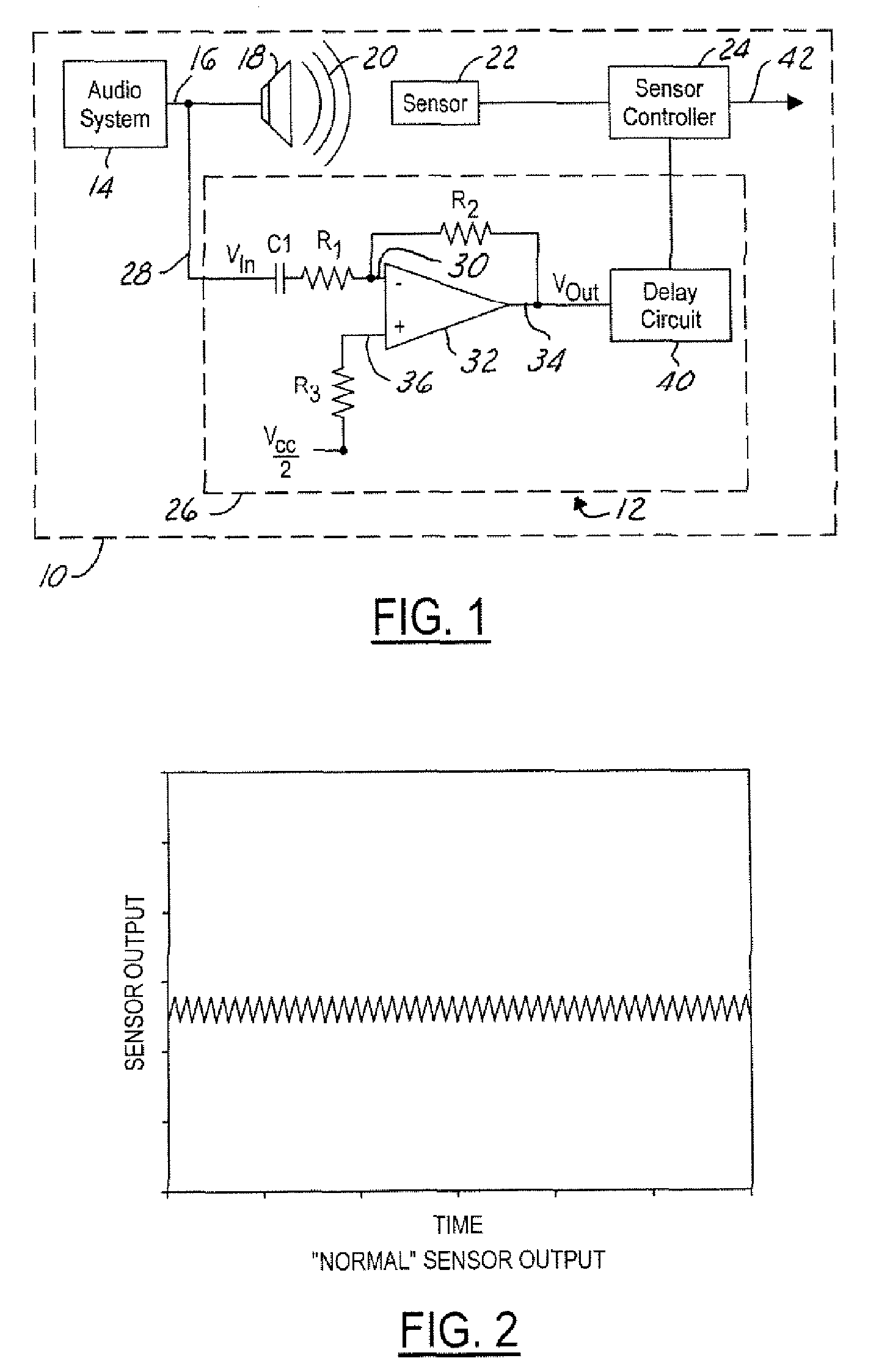 Audio noise cancellation system for a sensor in an automotive vehicle