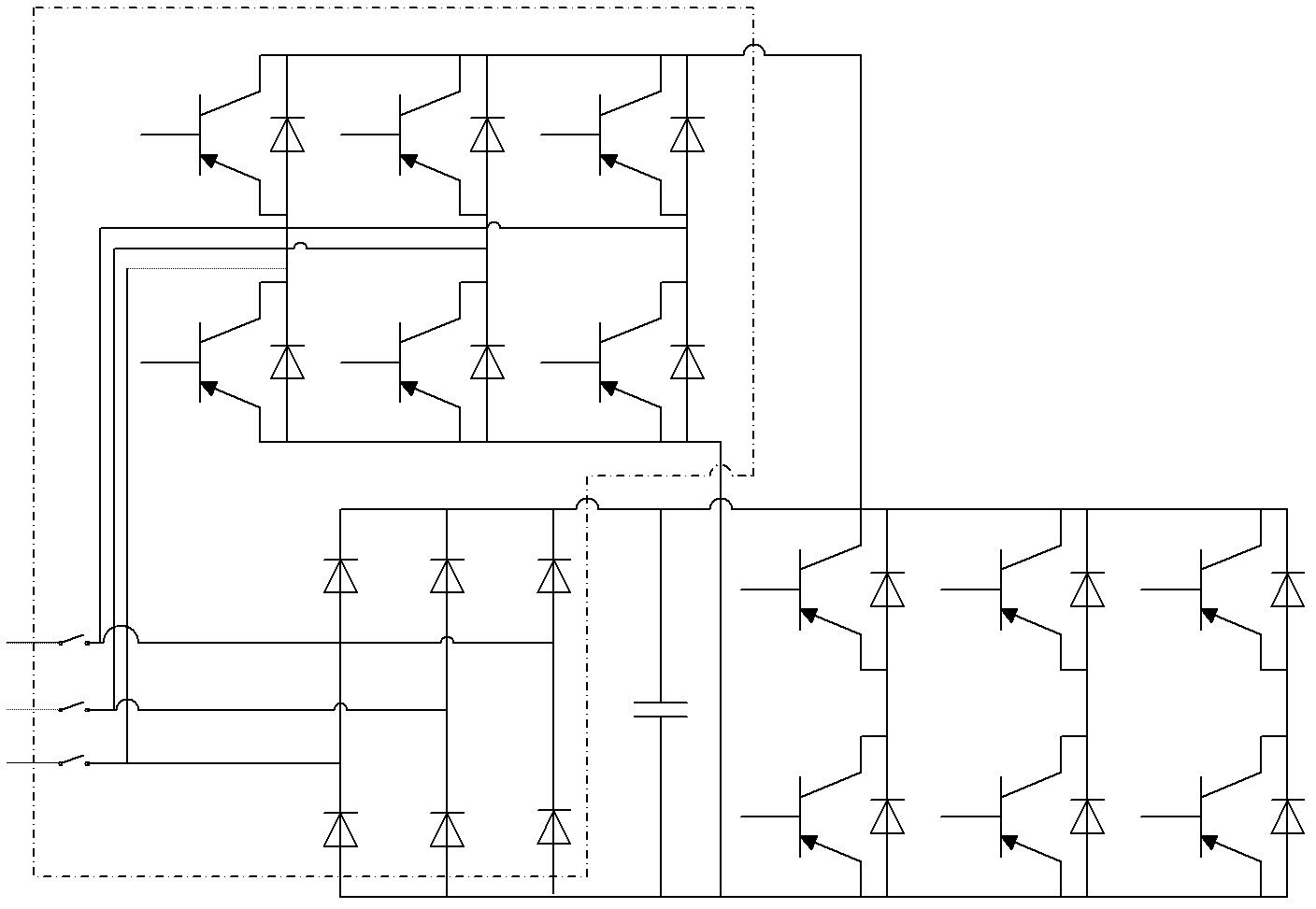 Two-way four-quadrant frequency converter
