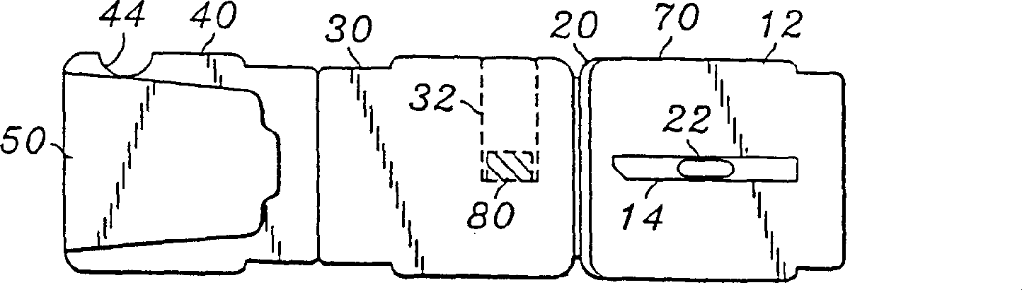 Immunochemical-based test device with lift and twist specimen pull tab