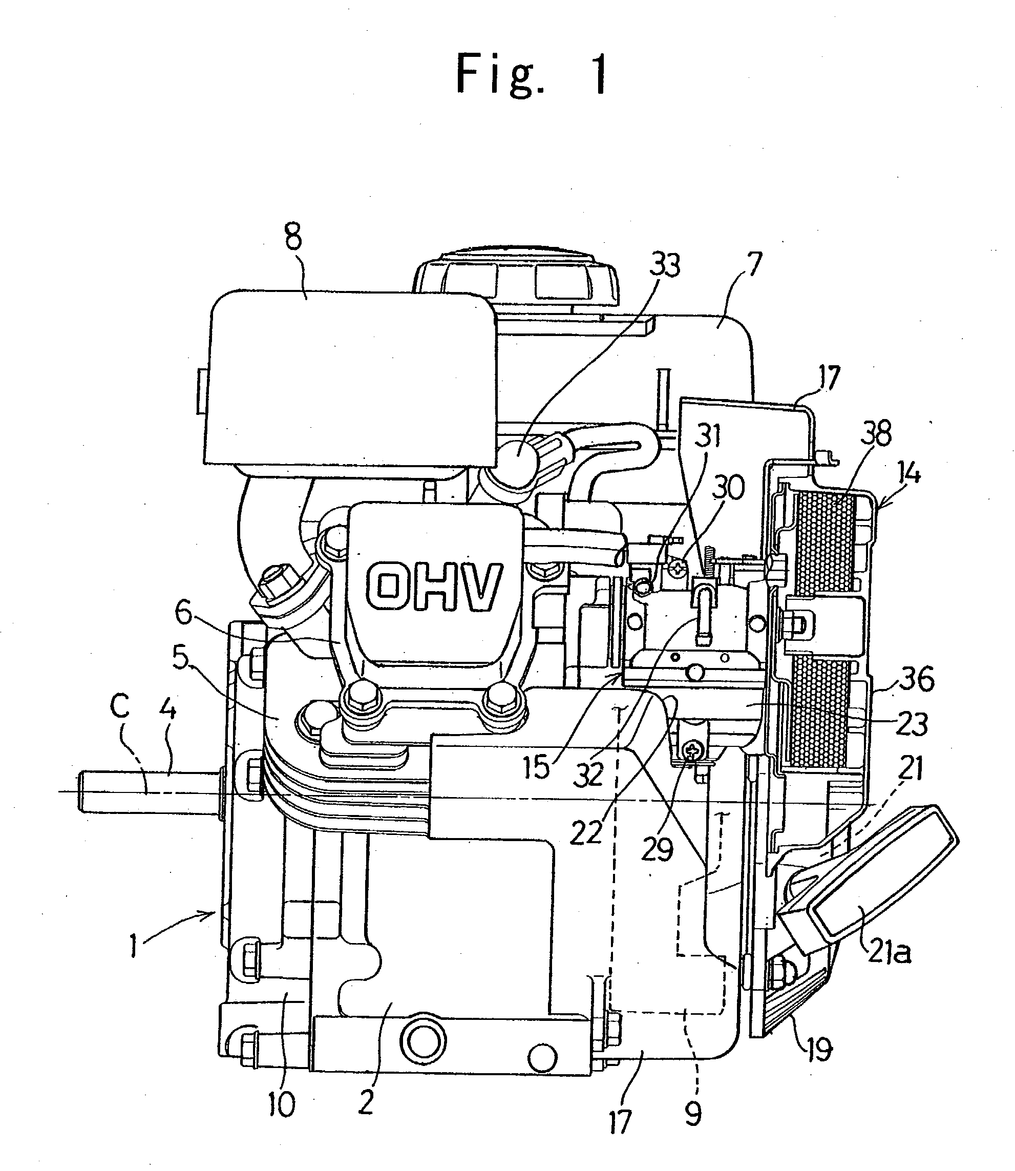 Small-size engine with forced air cooling system