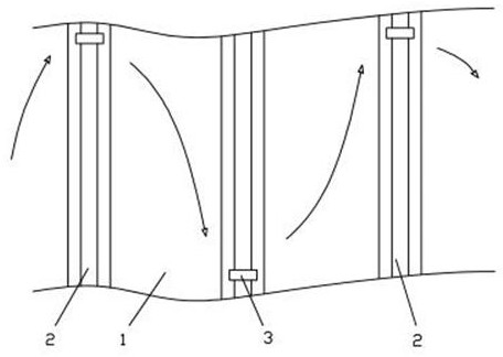 Flow guide type water-permeable ecological filter dam