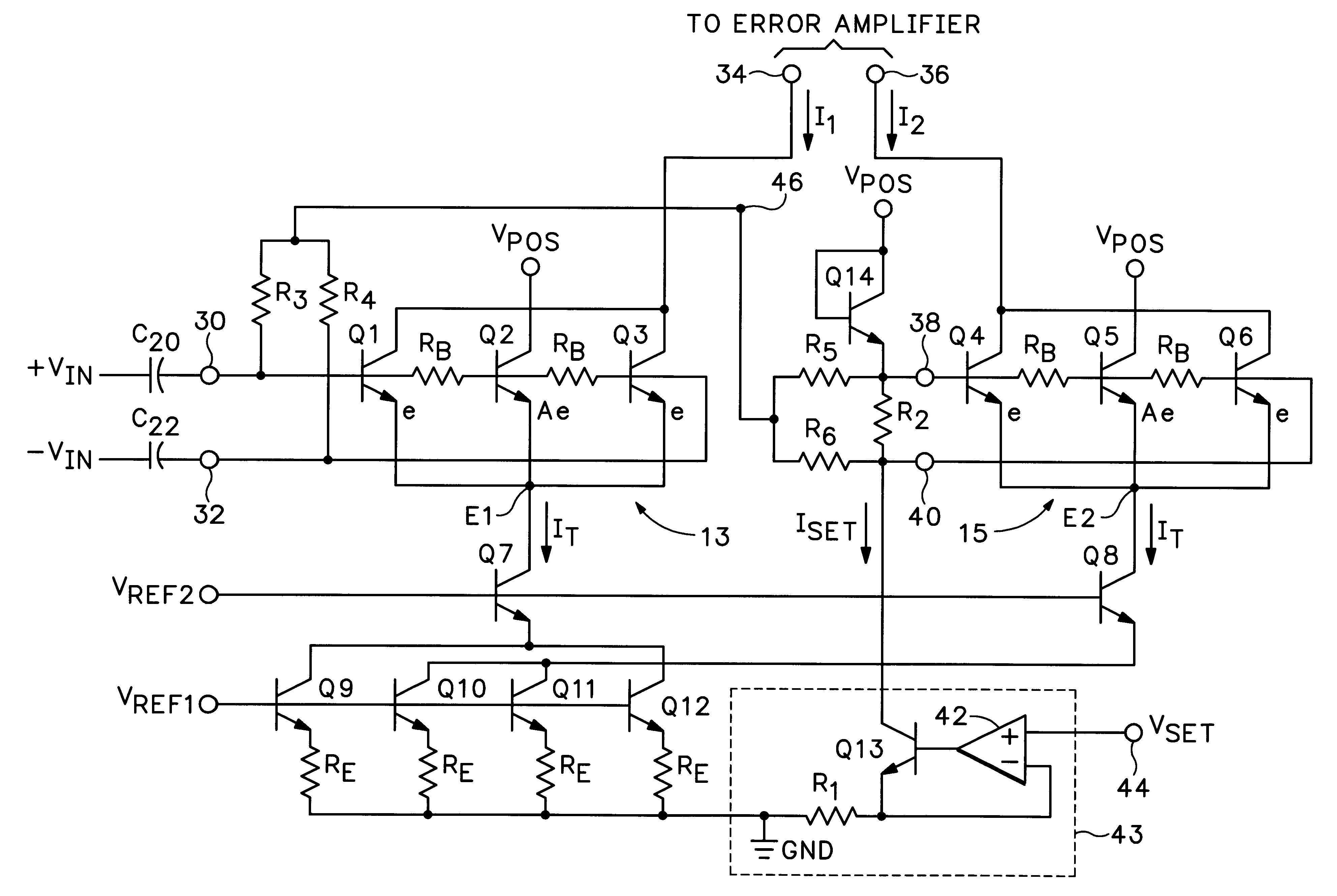RMS-to-DC converter with balanced multi-tanh triplet squaring cells