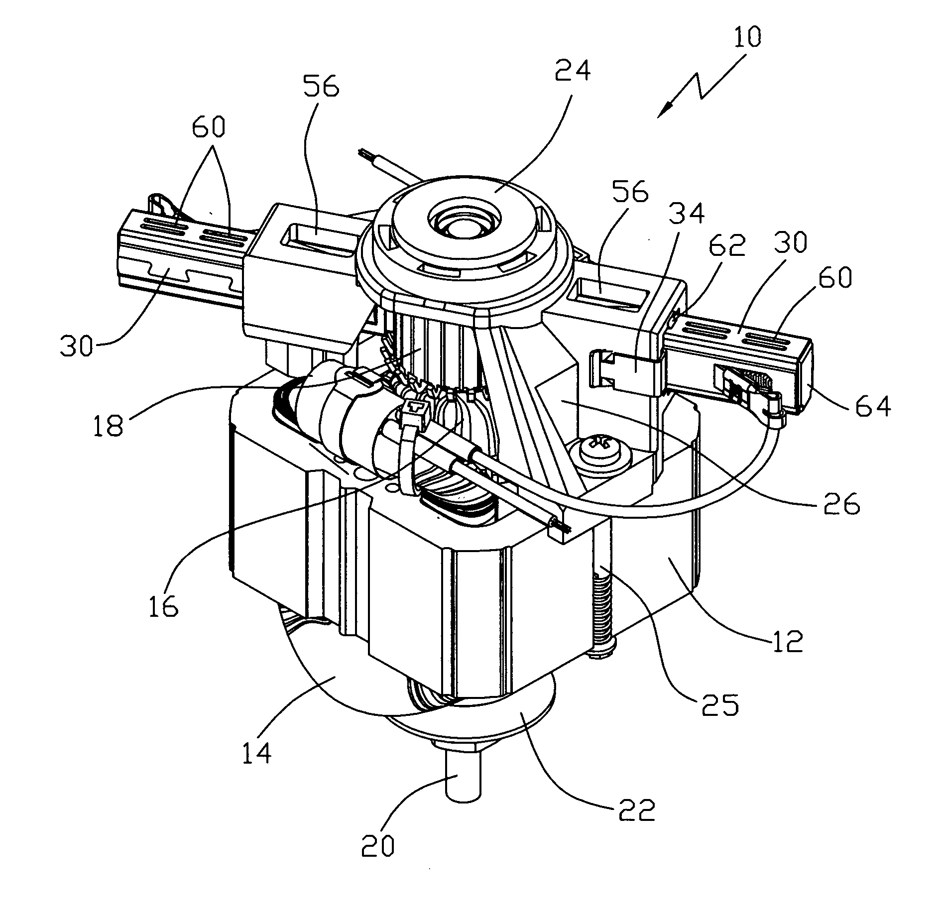 Brush holder assembly for an electric motor