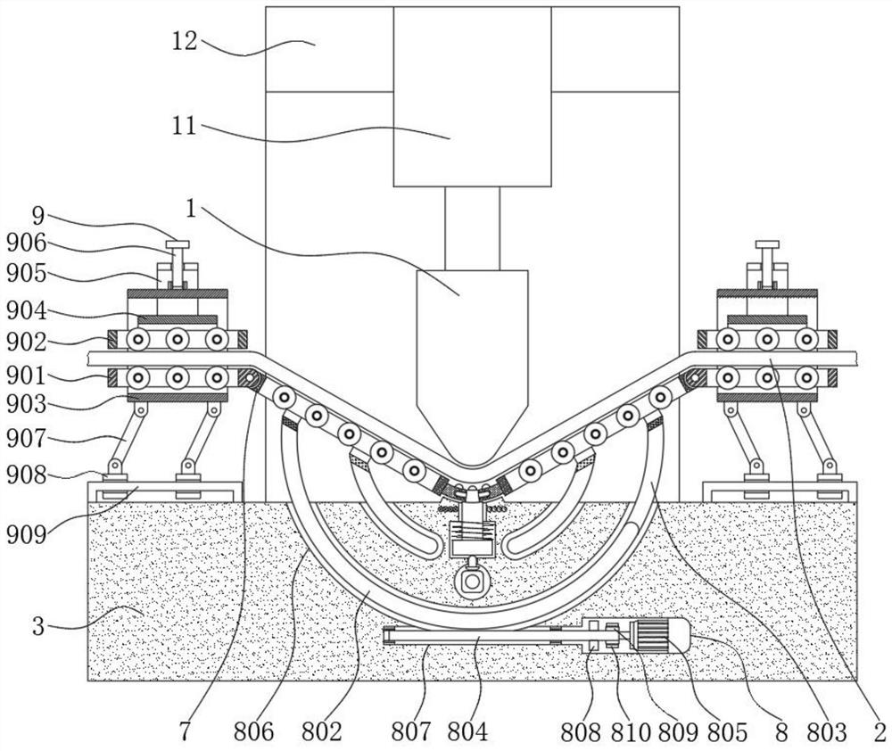 A bending device for automobile hardware processing