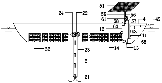 Energy-saving purification treatment device for eutrophic water