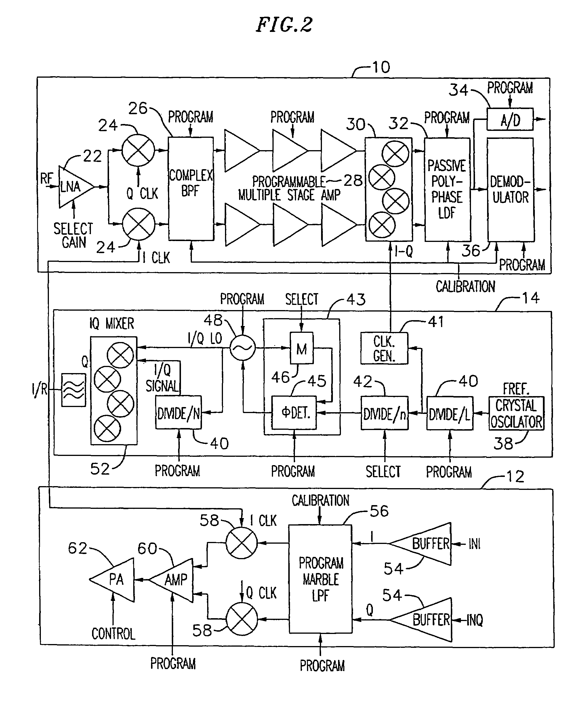 Adaptive radio transceiver with offset PLL with subsampling mixers