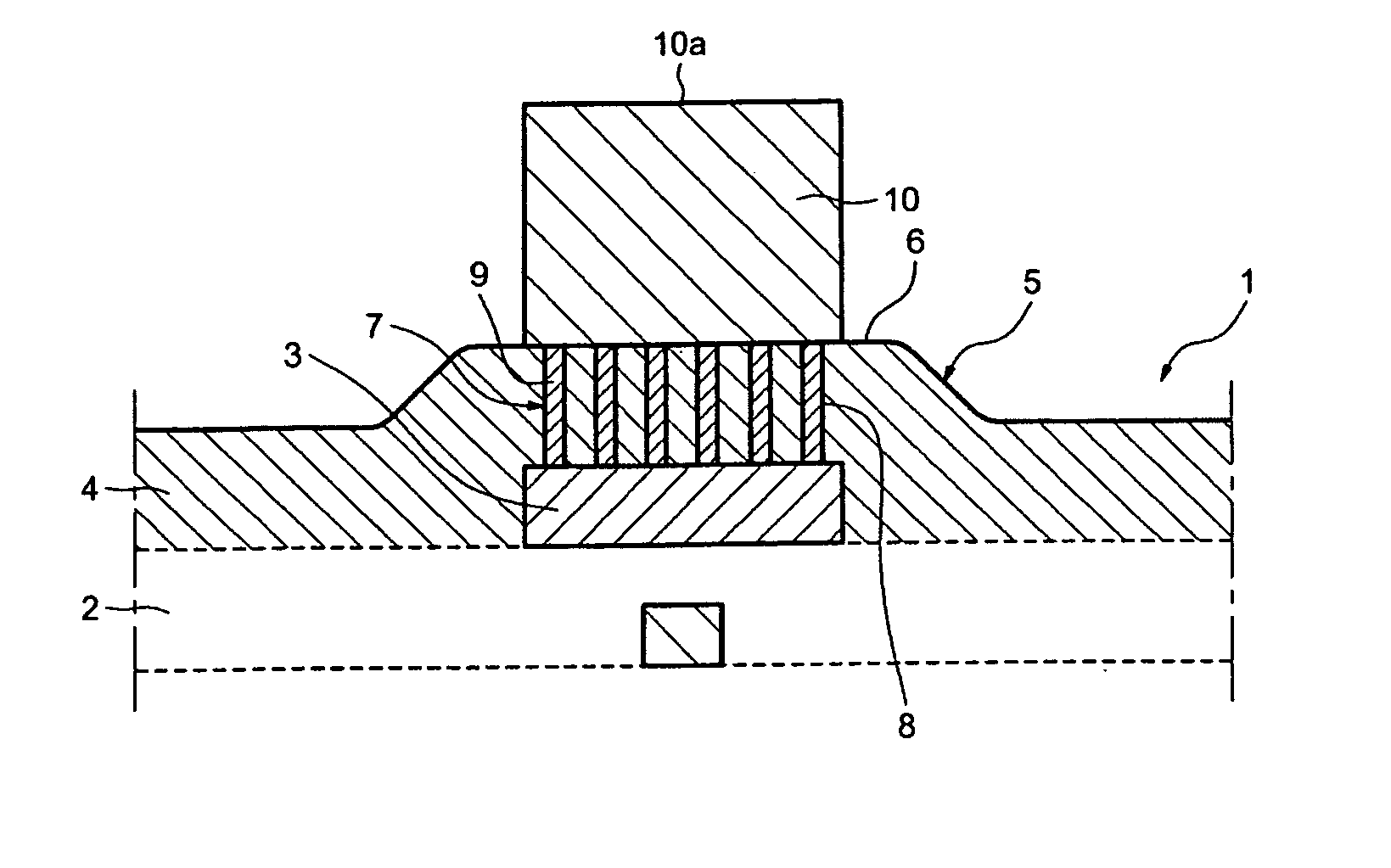 Integrated circuit chip with external pads and process for fabricating such a chip