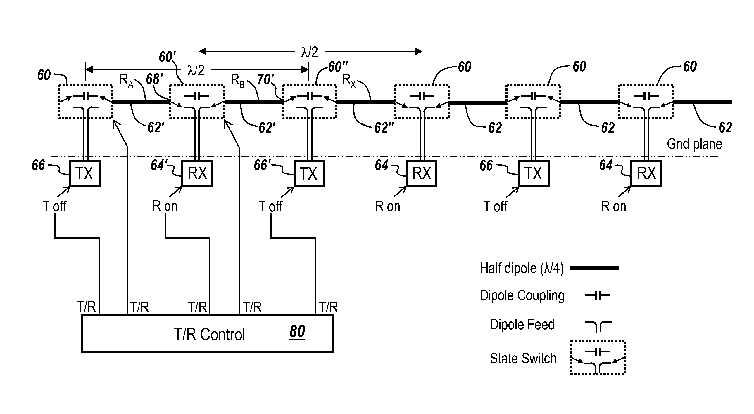 Method and apparatus for elimination of duplexers in transmit/receive phased array antennas