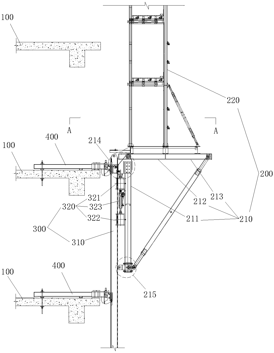 Hydraulic climbing formwork climbing attitude adjusting device, hydraulic climbing formwork and attitude adjusting method