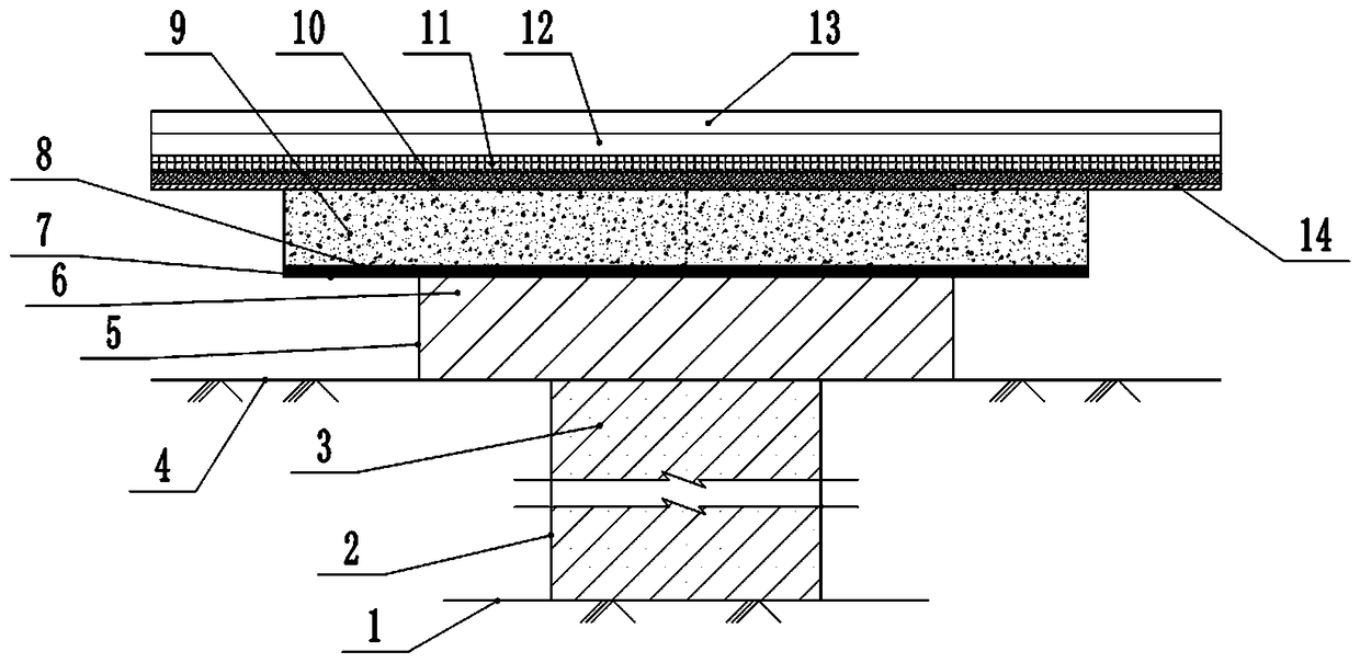 Method for repairing pavement by using plain concrete and reinforced concrete