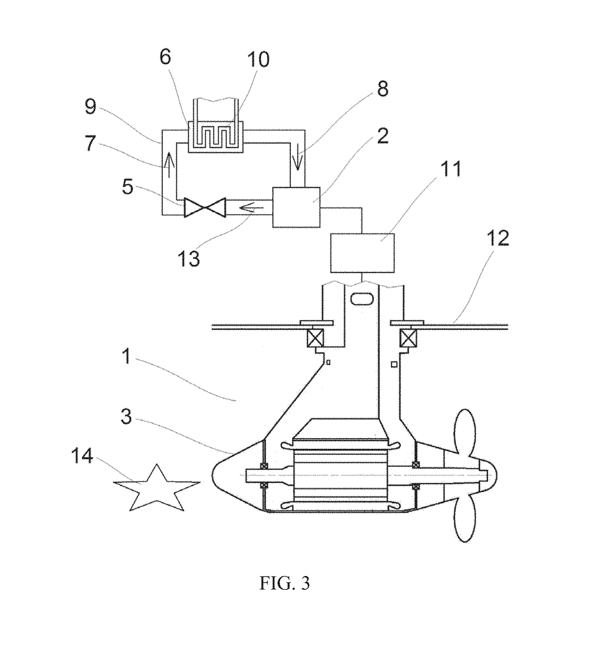 Steering system, azimuthing propulsion system, and method for absorbing heat