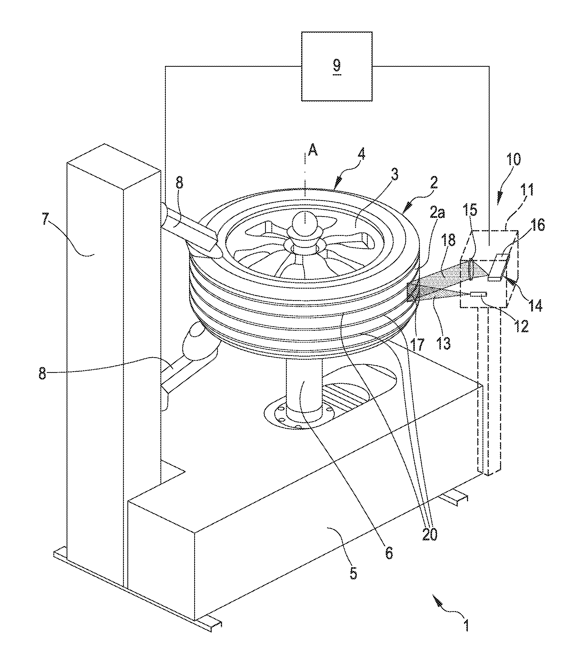 Method for detecting the eccentricity of a tire for vehicle wheels within processes of maintenance of said wheels and apparatus for the maintenance of wheels of vehicles