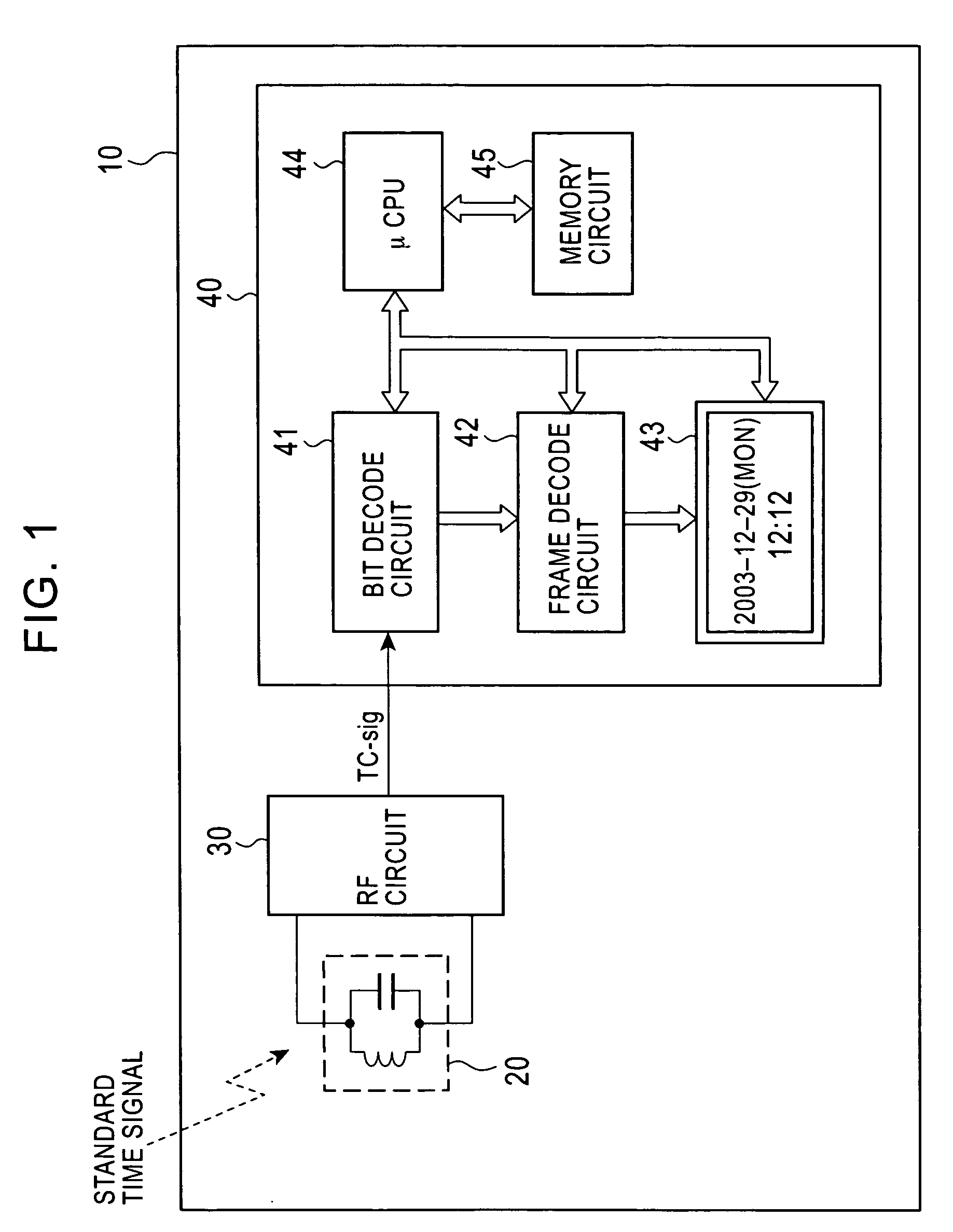 Standard time signal receiving time device and decoding method of time code signal
