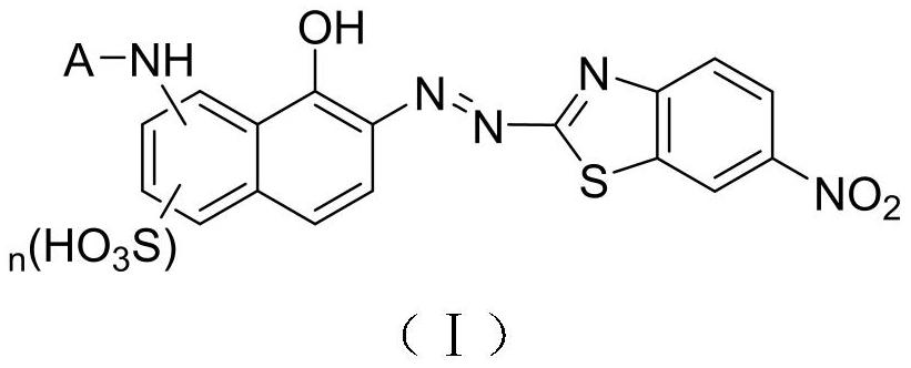 Benzothiazole heterocyclic azo type water-soluble dye and preparation method thereof