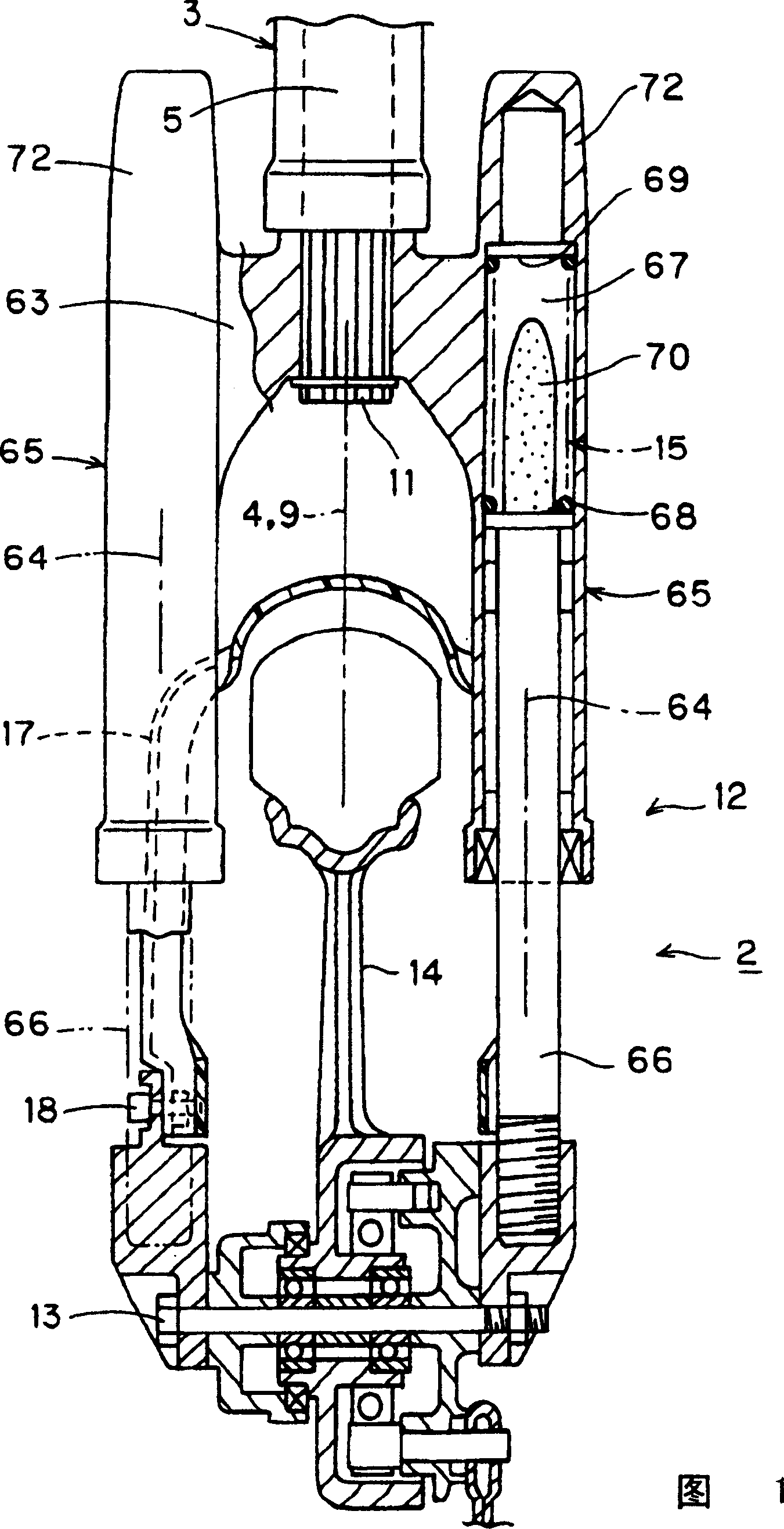 Front wheel fork structure for saddle type vehicle