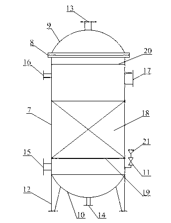 Device and process for performing purification treatment on stinky tail gas in waste water of gas production