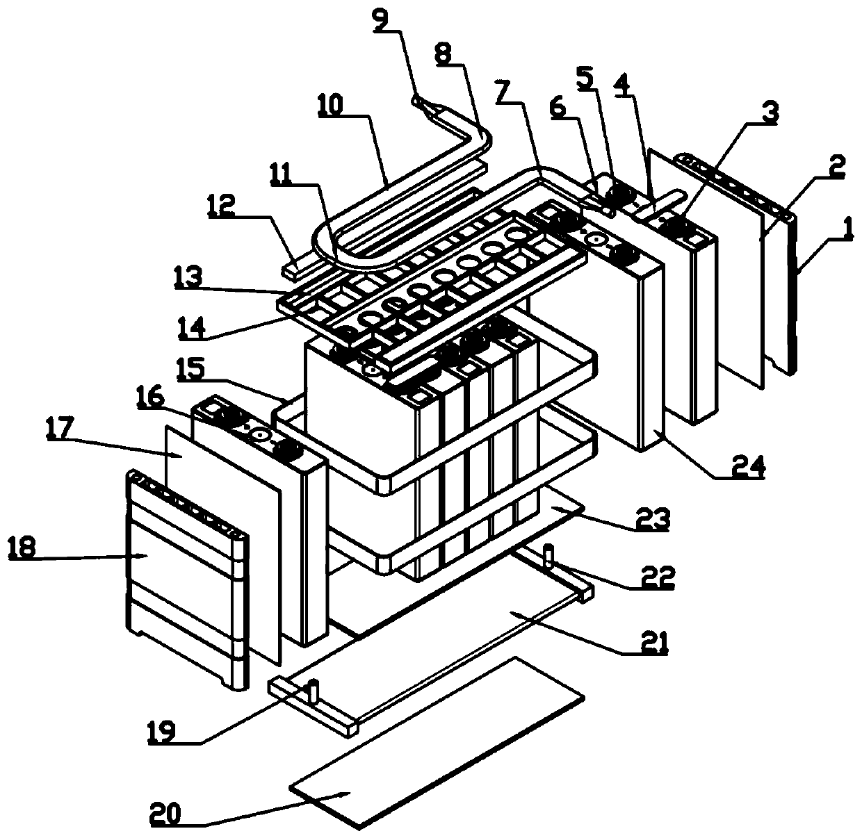 Power battery tab heat dissipation system capable of exhausting waste gas