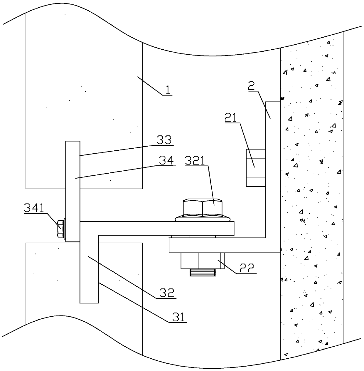 Concrete wall surface dry hanging stone structure and construction method thereof