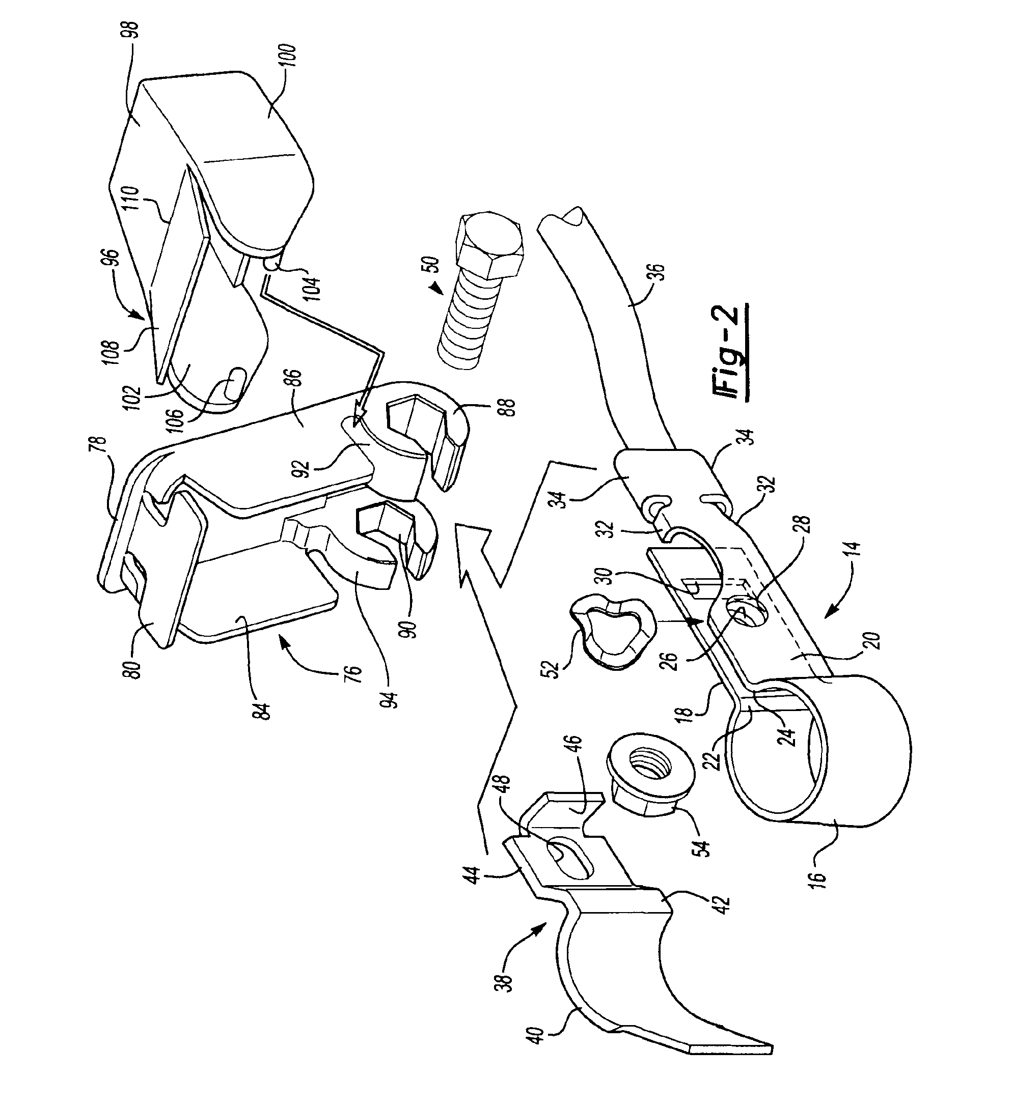 Stamped battery terminal exhibiting a pivoting clamping mechanism