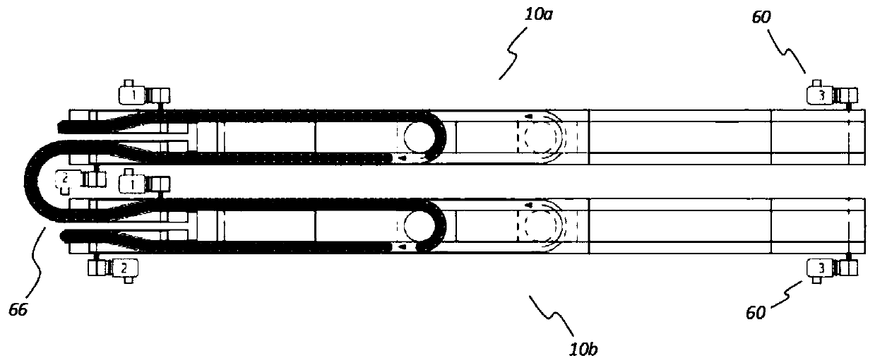 Storage section of a conveyor device and method for temporarily storing articles