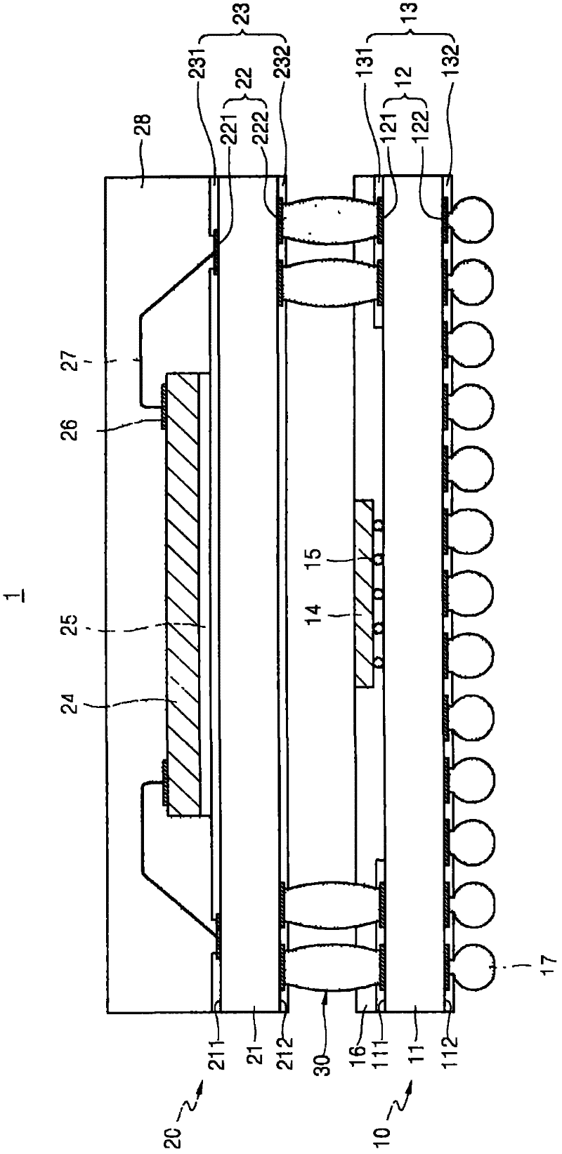 Stacked semiconductor package, semiconductor device including the stacked semiconductor package and method of manufacturing the stacked semiconductor package