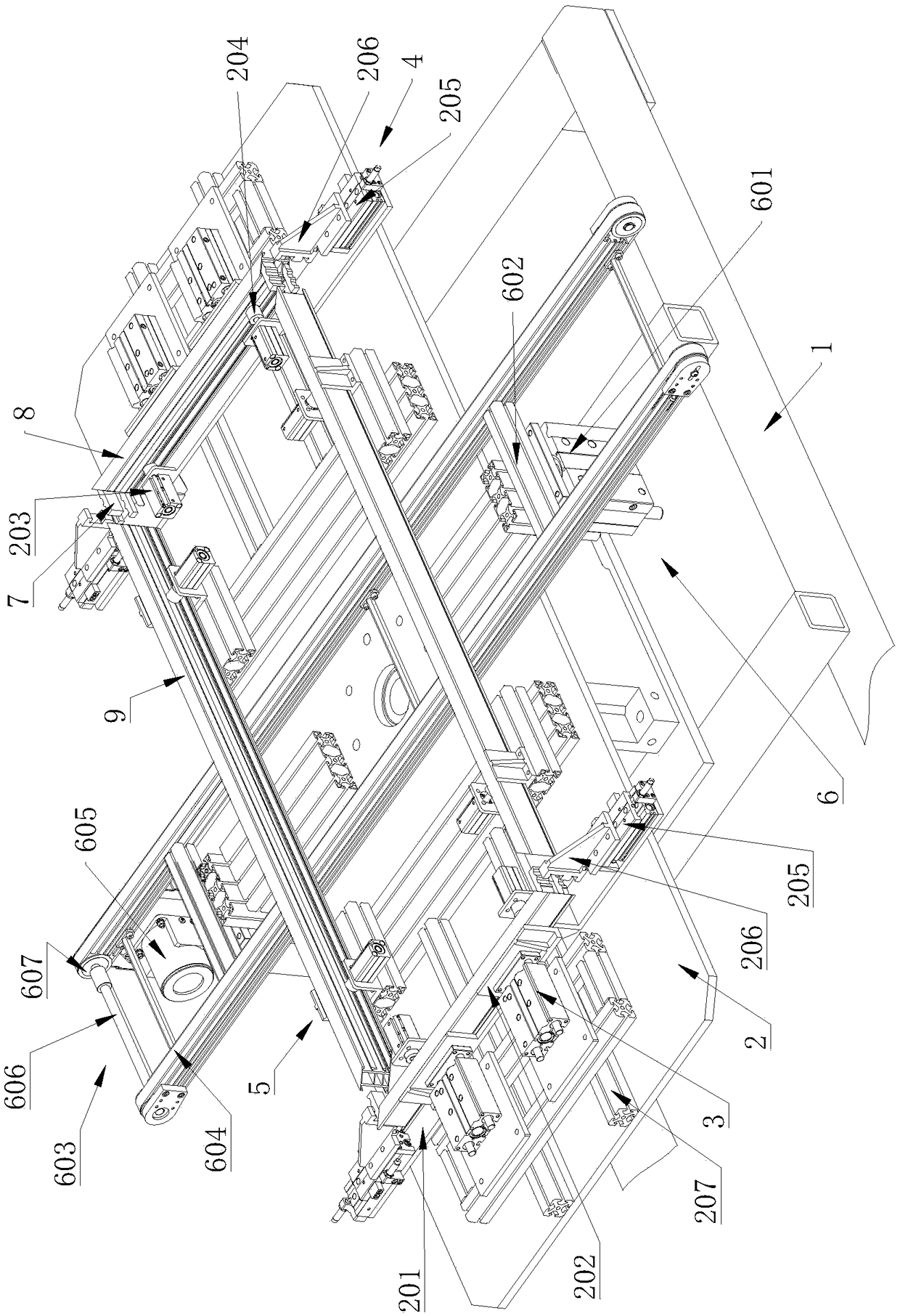 Assembling device for rectangular frame and assembling method of assembling device