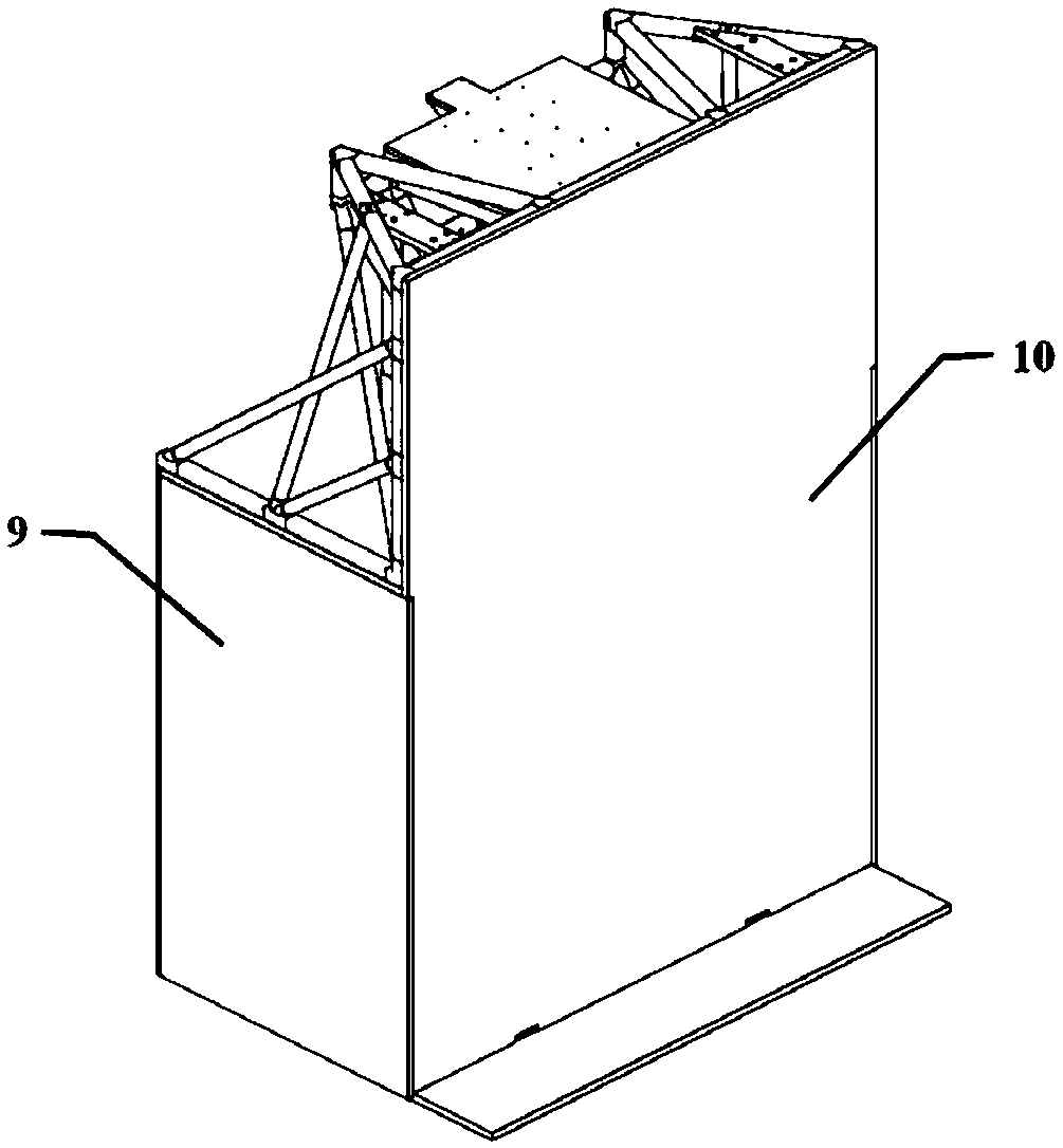 Inside-outside module truss and honeycomb plate combined satellite module section structure