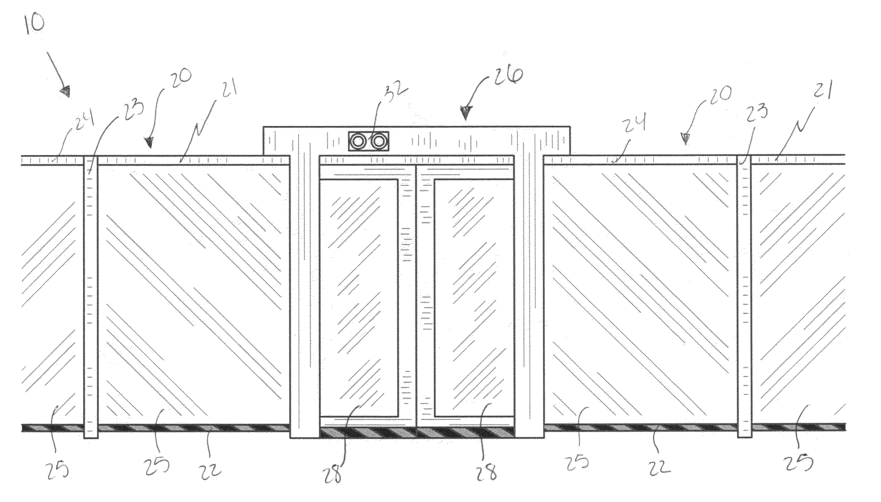 Combined subway wall and door assembly and associated method