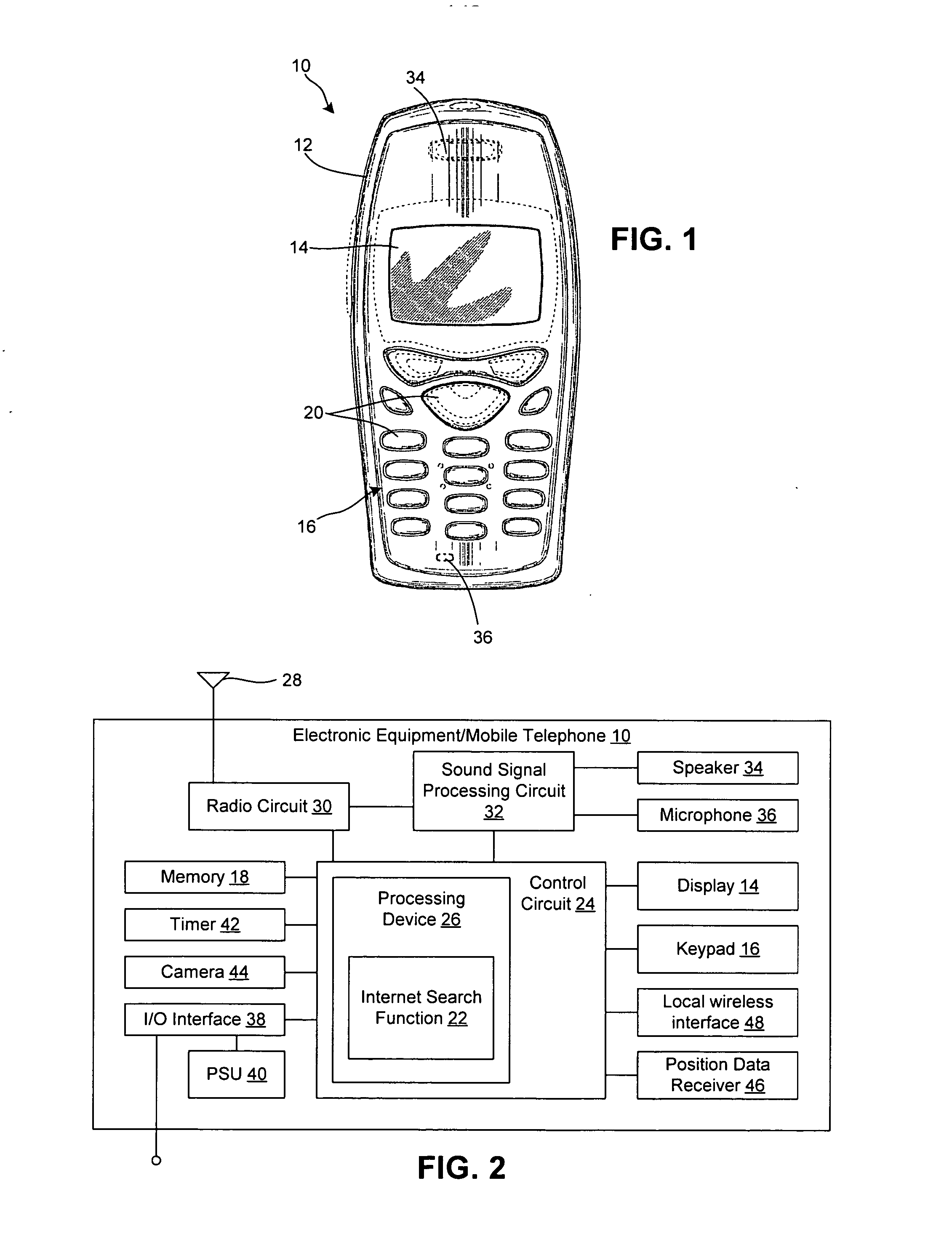 Method and system for conducting an internet search using a mobile radio terminal