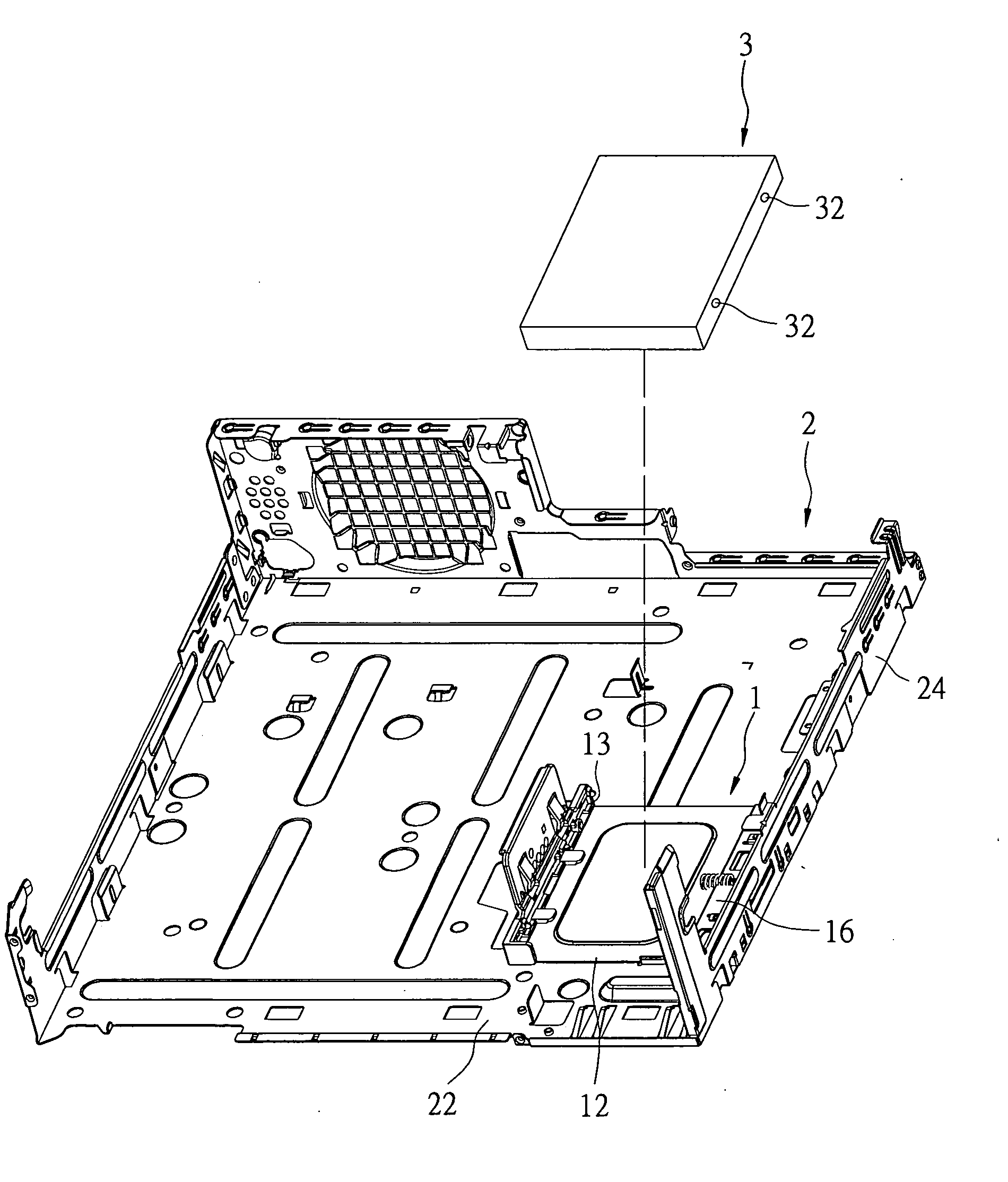 Retaining modular mechanism for a hard disk and a modular frame thereof