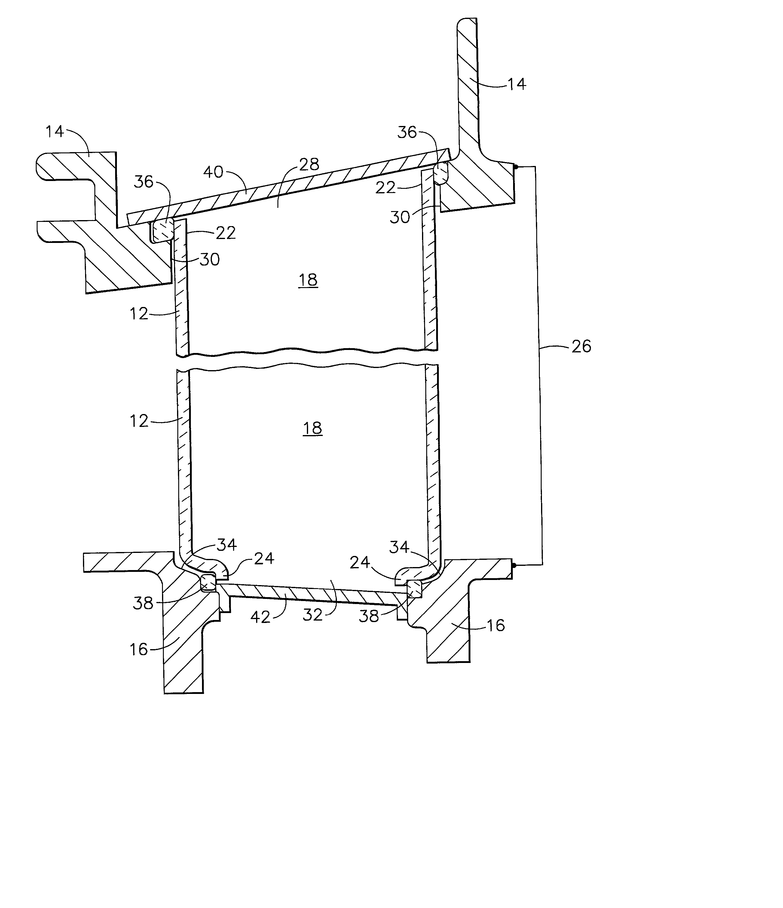 Turbine vane assembly including a low ductility vane