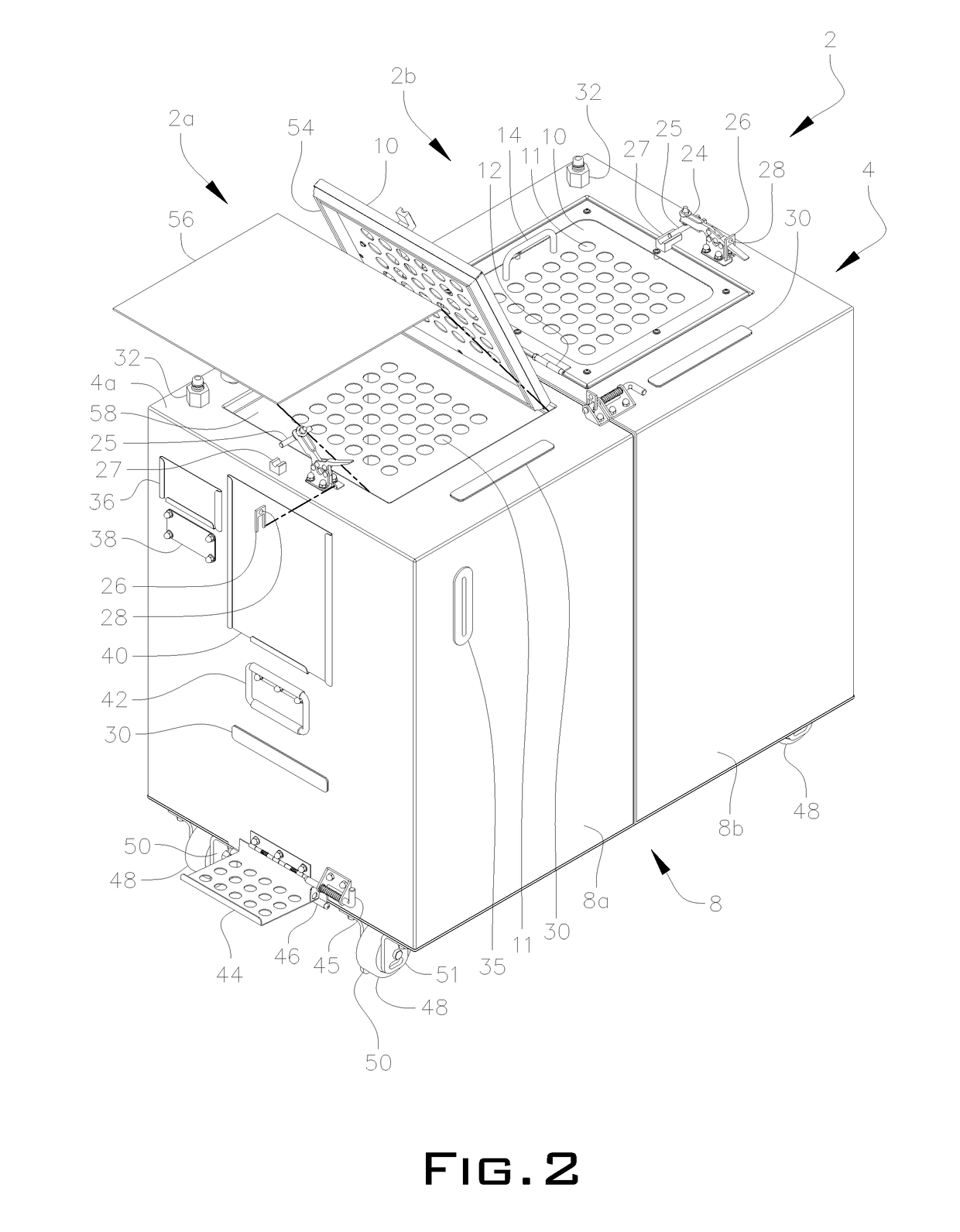Mobile apparatus and method for sterilizing one or more surgical trays with integrable transfer and storage system