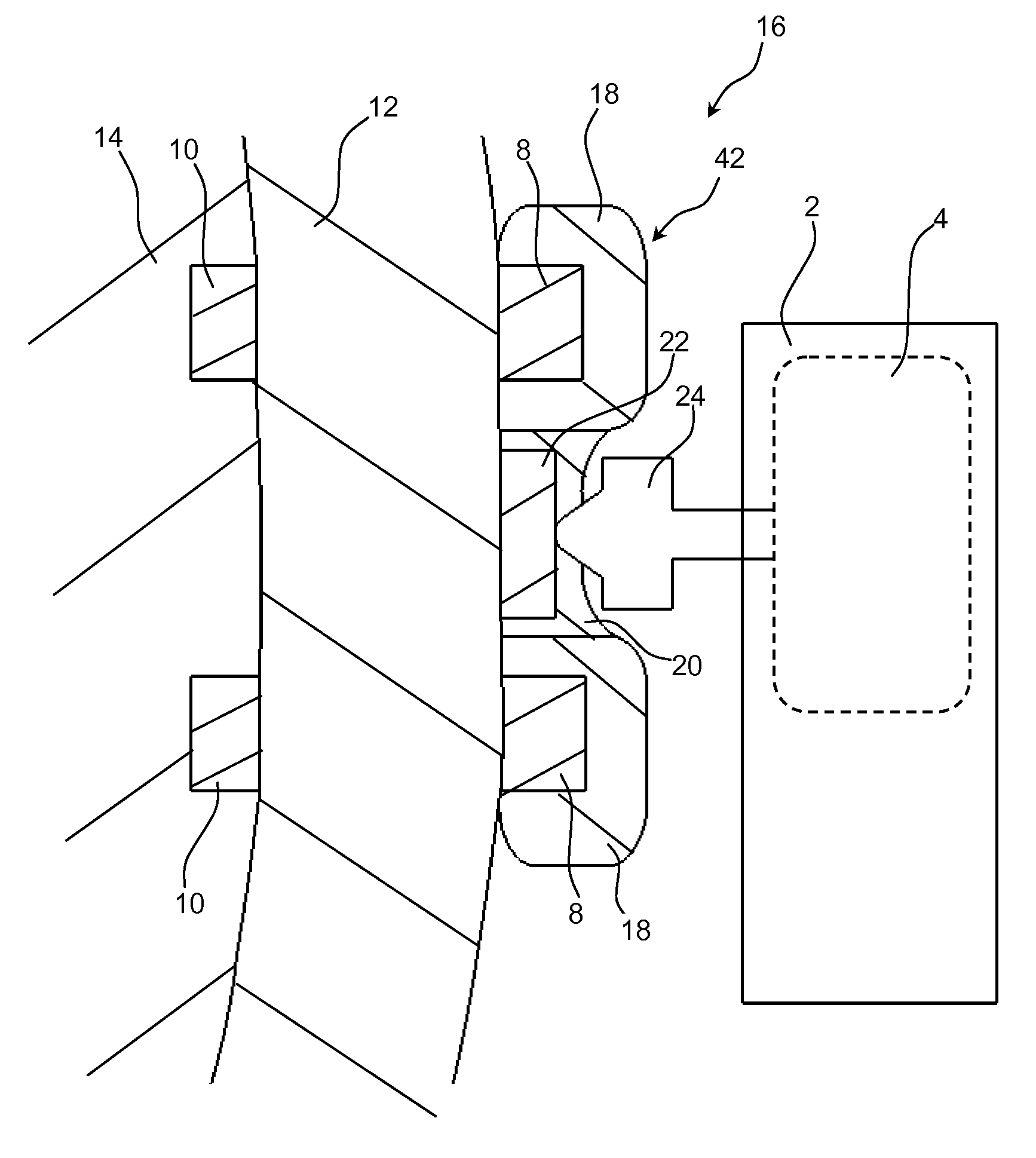 Holding unit for a vibration transmitter and a vibration transmission system using it