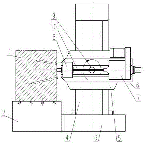 Tilt deep hole processing device and operation method