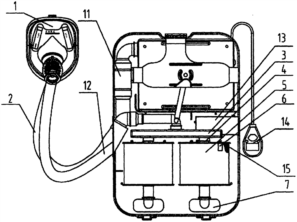 Positive pressure spring and fan double-pressurized long-acting positive pressure chemical oxygen operation respirator