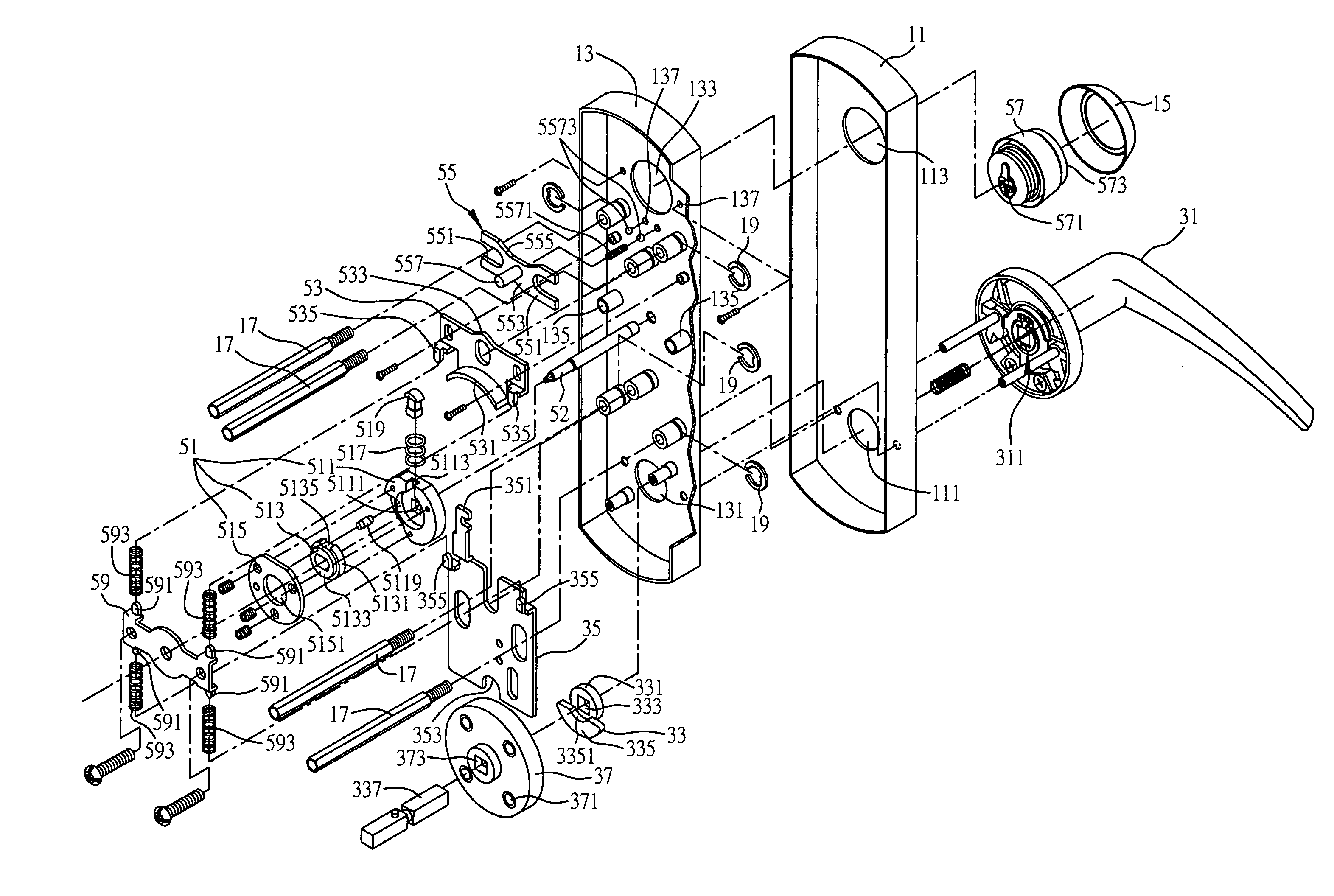 Door lock transmission mechanism