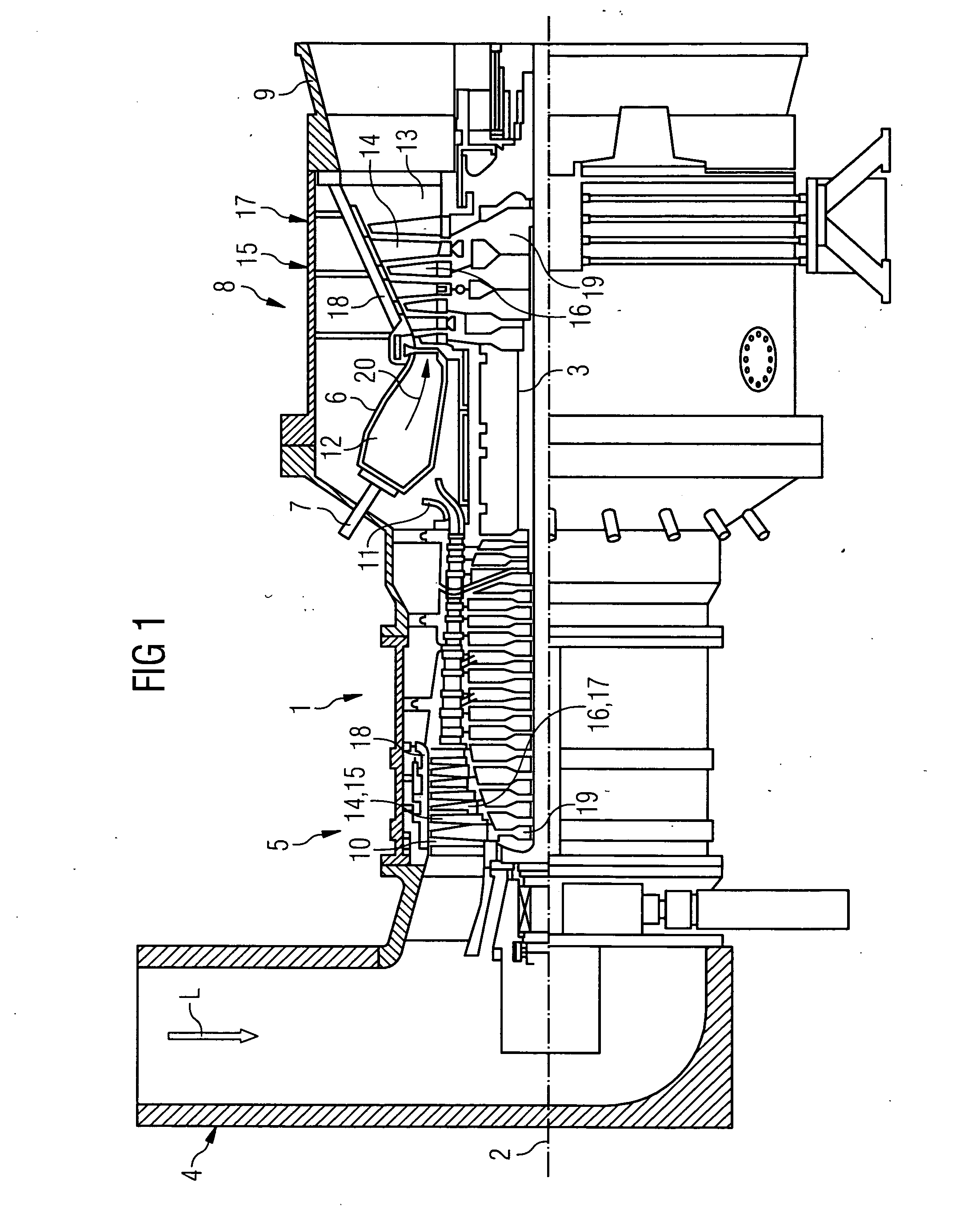 Cooling system for a gas turbine, compressor guide blade and method for cooling a gas turbine