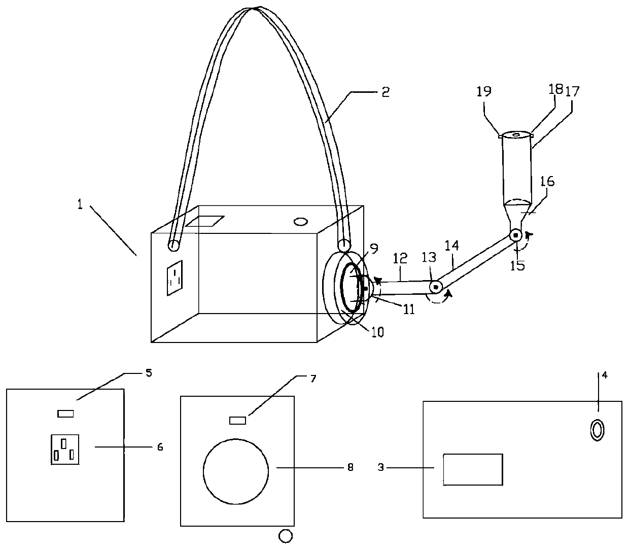 Sound wave fire extinguishing device capable of automatically adjusting power