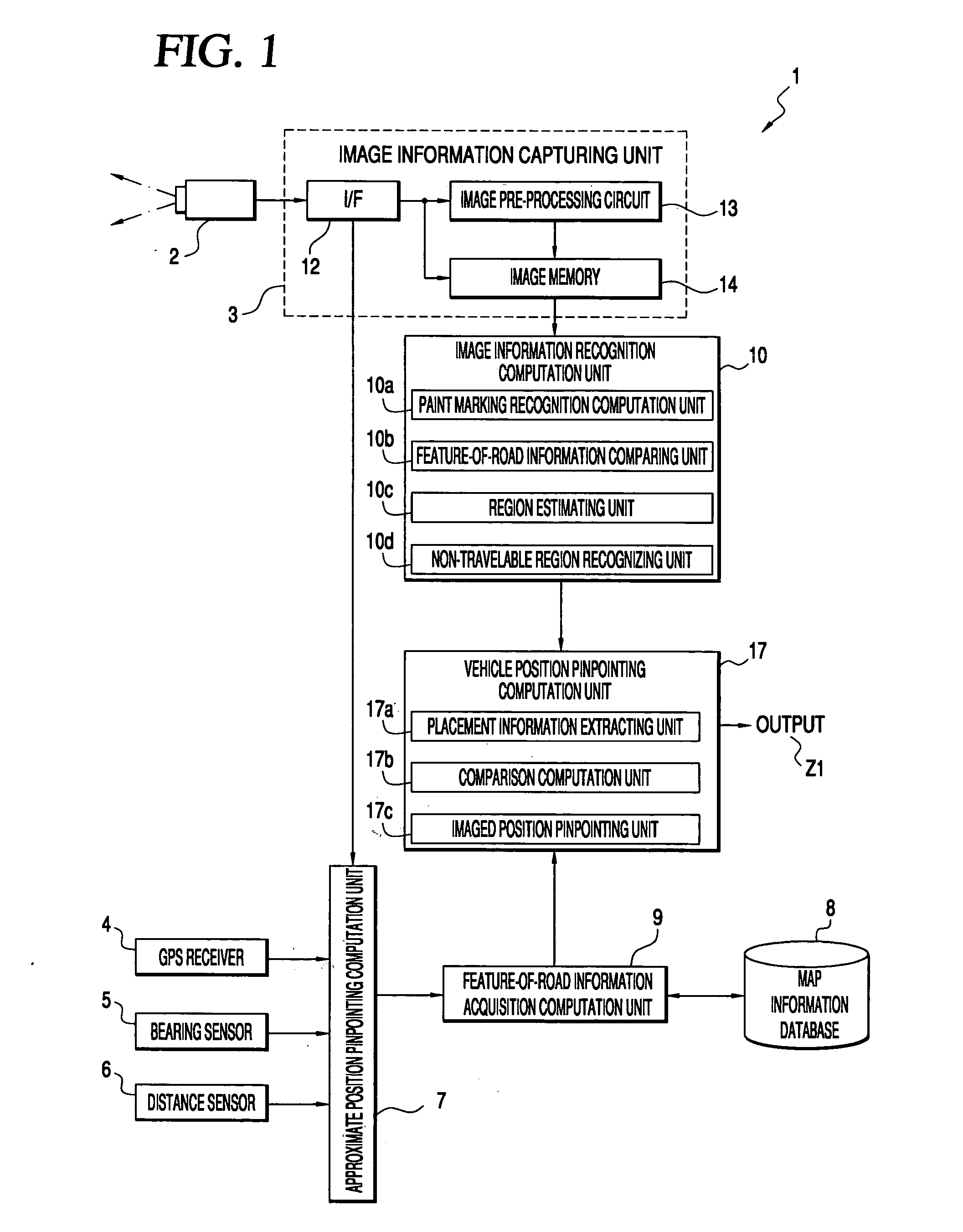 Vehicle position recognizing device and vehicle position recognizing method