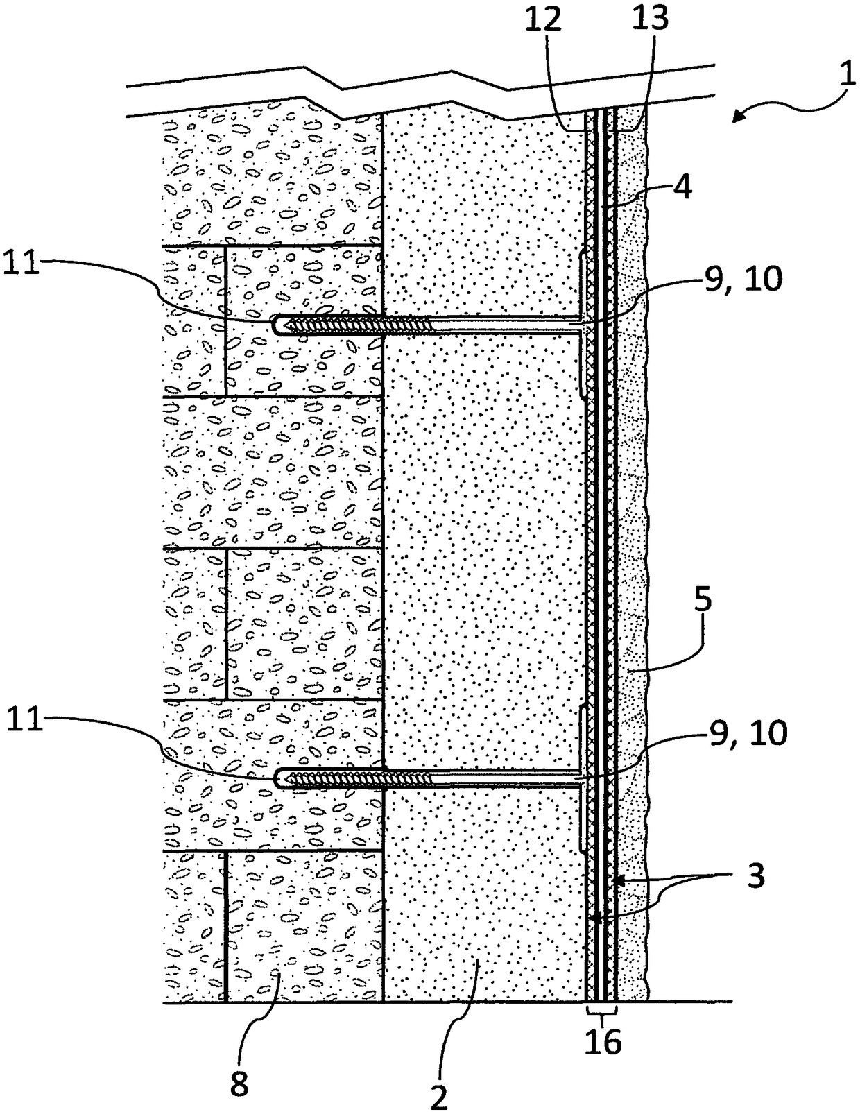 Composite heat insulation system that can be dismantled and method for the production and removal thereof