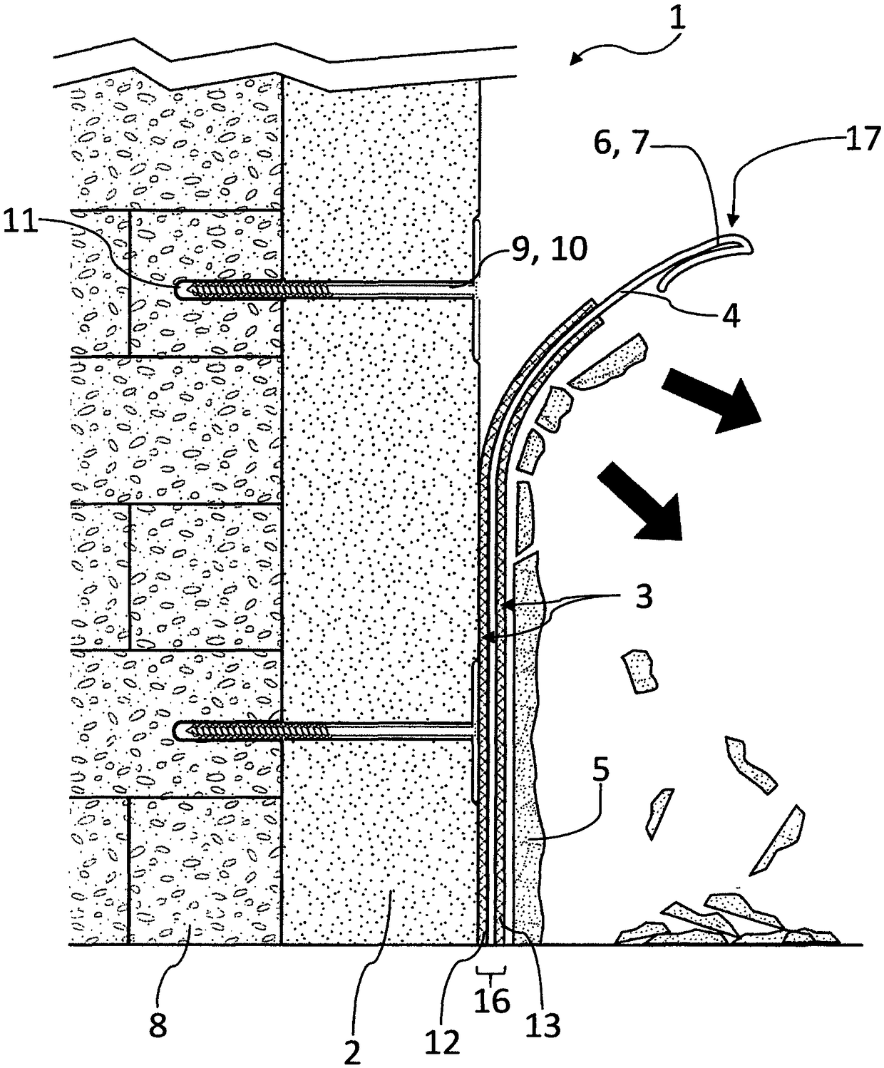 Composite heat insulation system that can be dismantled and method for the production and removal thereof