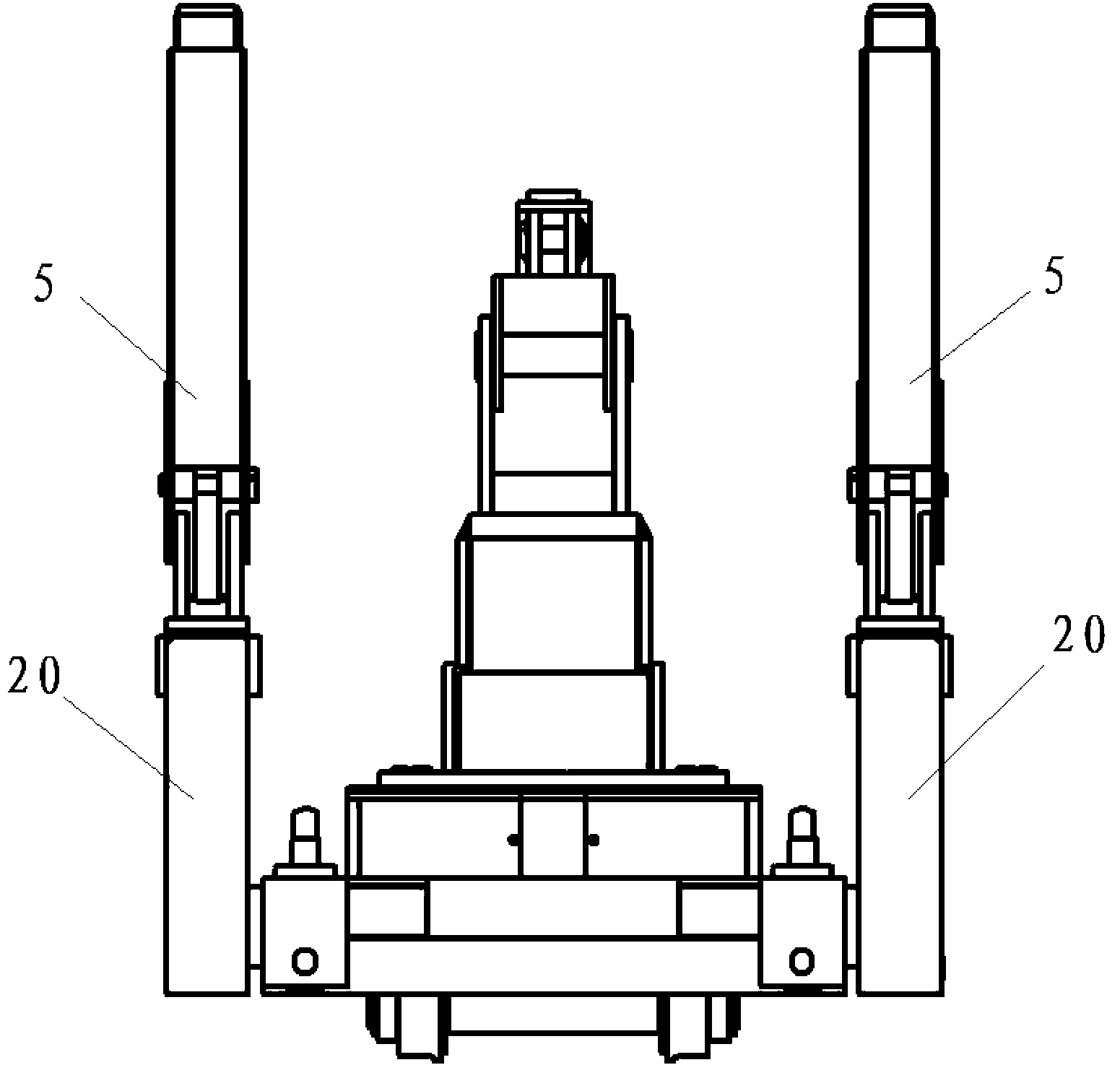 Roadway work surface hydraulic roof connecting device