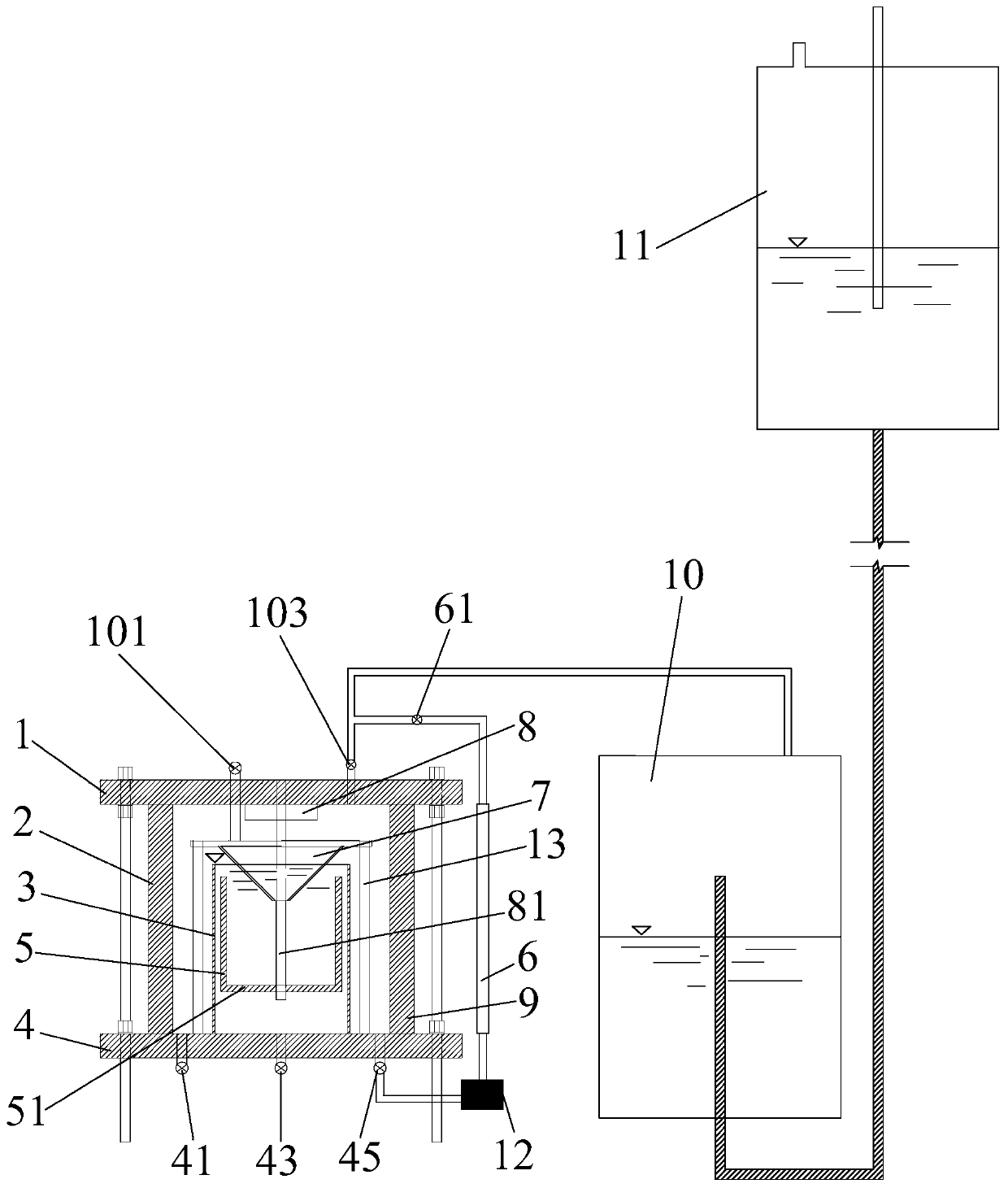 Effluent collecting device capable of applying back pressure