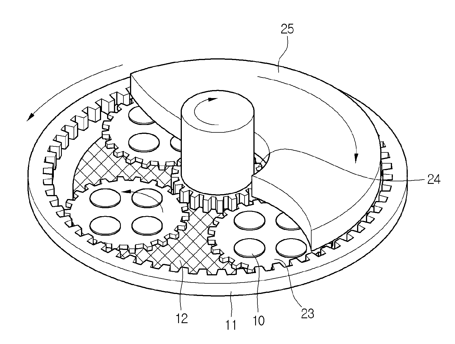 Plate and dual side wafer grinding device including same