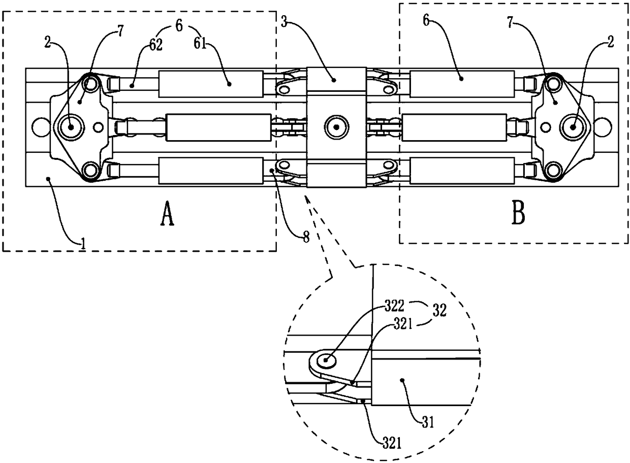 A detection device for a hydraulic lifting mechanism of an offshore platform